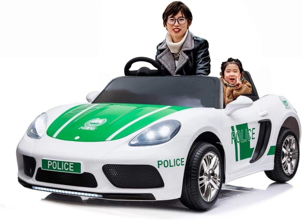 DERAK SUPER SPORT XXL POLICE RIDE ON CAR COUPLE SEATS OFFICIALLY LICENSED KEY START EVA WHEELS BLUETOOTH LED