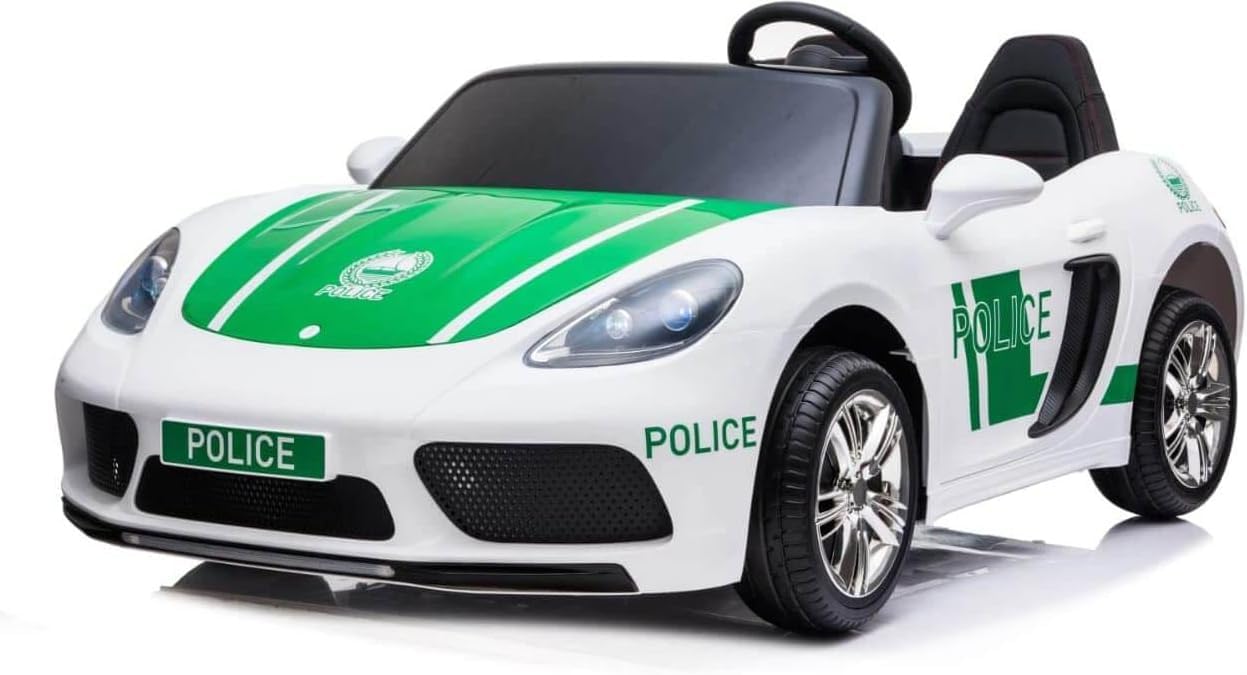 DERAK SUPER SPORT XXL POLICE RIDE ON CAR COUPLE SEATS OFFICIALLY LICENSED KEY START EVA WHEELS BLUETOOTH LED