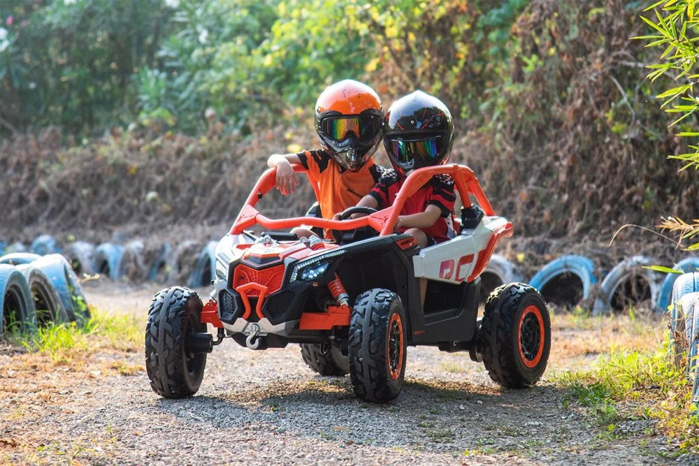 Rev Up the Fun: LX Performance Can-Am Maverick 4WD Edition 2-Seater Kids Ride-on Buggy with Leather Seats and RC Control - DERAKBIKES
