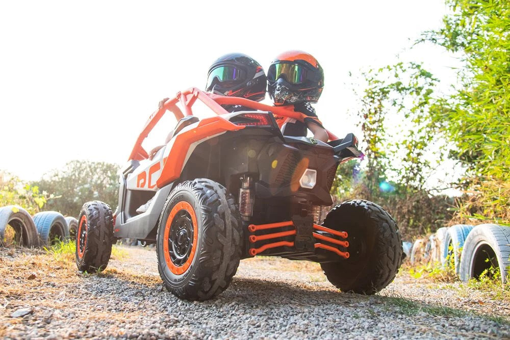 Rev Up the Fun: LX Performance Can-Am Maverick 4WD Edition 2-Seater Kids Ride-on Buggy with Leather Seats and RC Control - DERAKBIKES