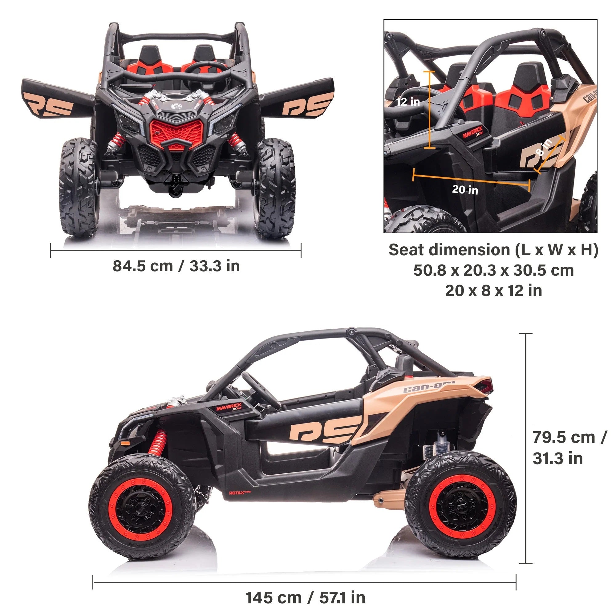 Rev Up the Fun: LX Performance Can-Am Maverick 4WD Edition 2-Seater Kids Ride-on Buggy with Leather Seats and RC Control - DERAKBIKES