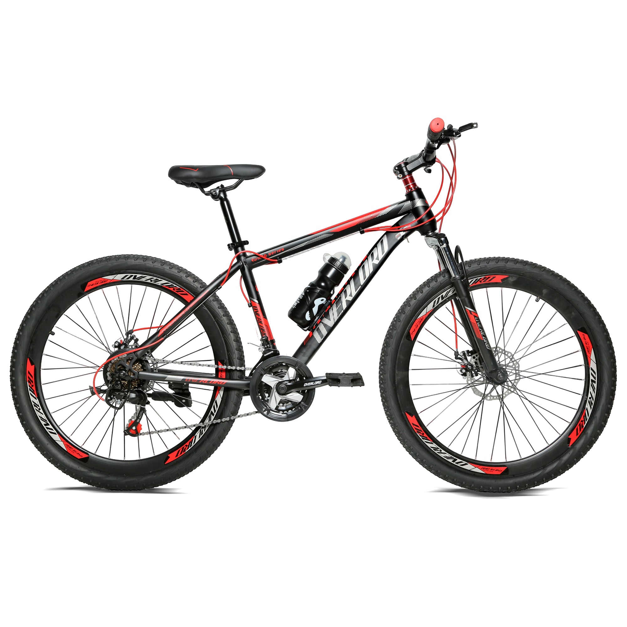 Derak 24-inch Overload Youth/Adult Mountain Bike, 7-21 Speeds turnary By DerakBikes (24,black Red)
