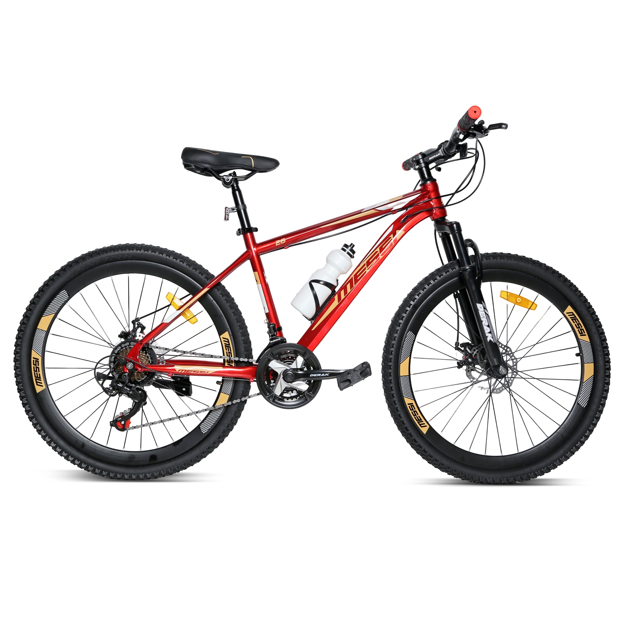 MESSI 26 inch Youth/Adult Mountain Bike, 7-21 Speeds turnary By DerakBikes (26, RED)