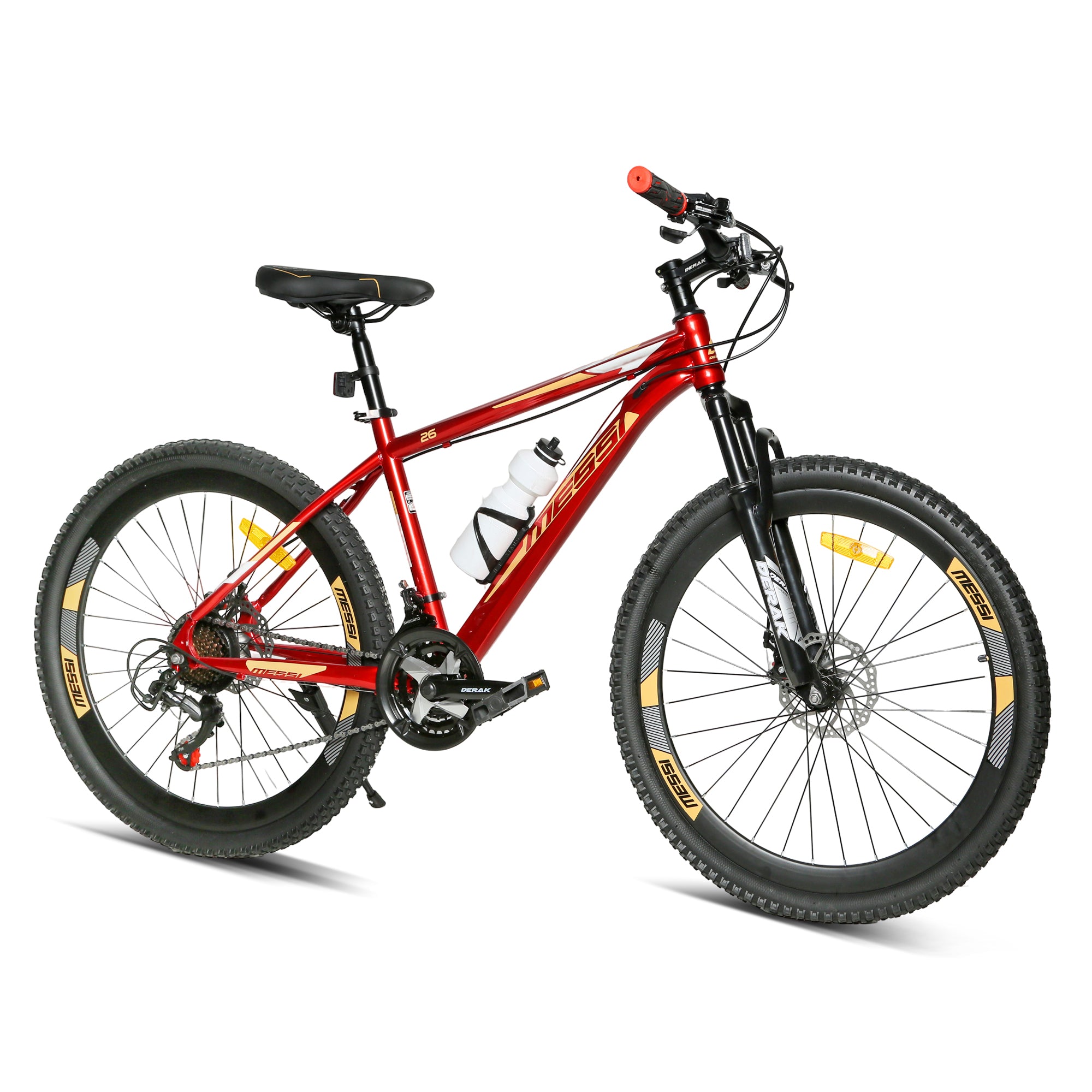 MESSI 26 inch Youth/Adult Mountain Bike, 7-21 Speeds turnary By DerakBikes (26, RED)