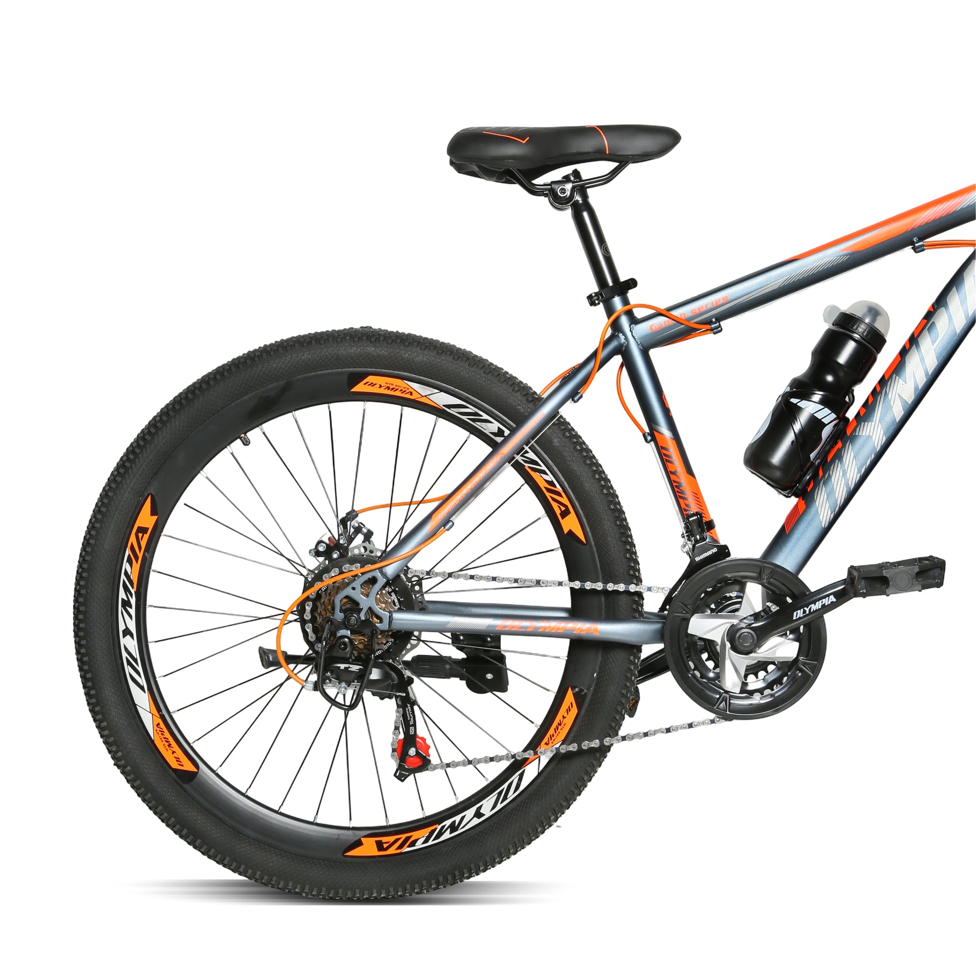 Derak 24 Olympia inch Youth/Adult Mountain Bike, 7-21 Speeds turnary By DerakBikes (24, Grey orange)