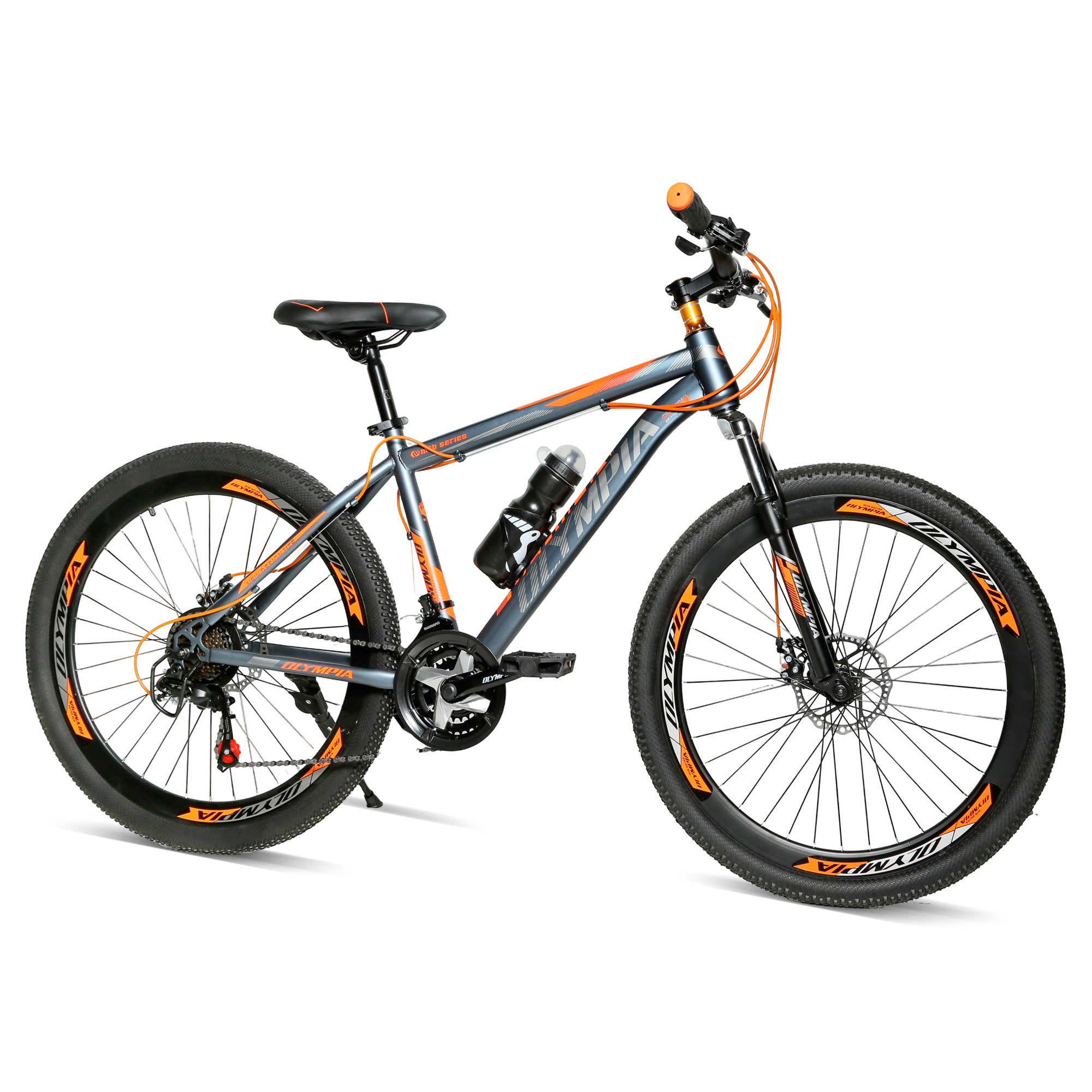 Derak 24 Olympia inch Youth/Adult Mountain Bike, 7-21 Speeds turnary By DerakBikes (24, Grey orange)