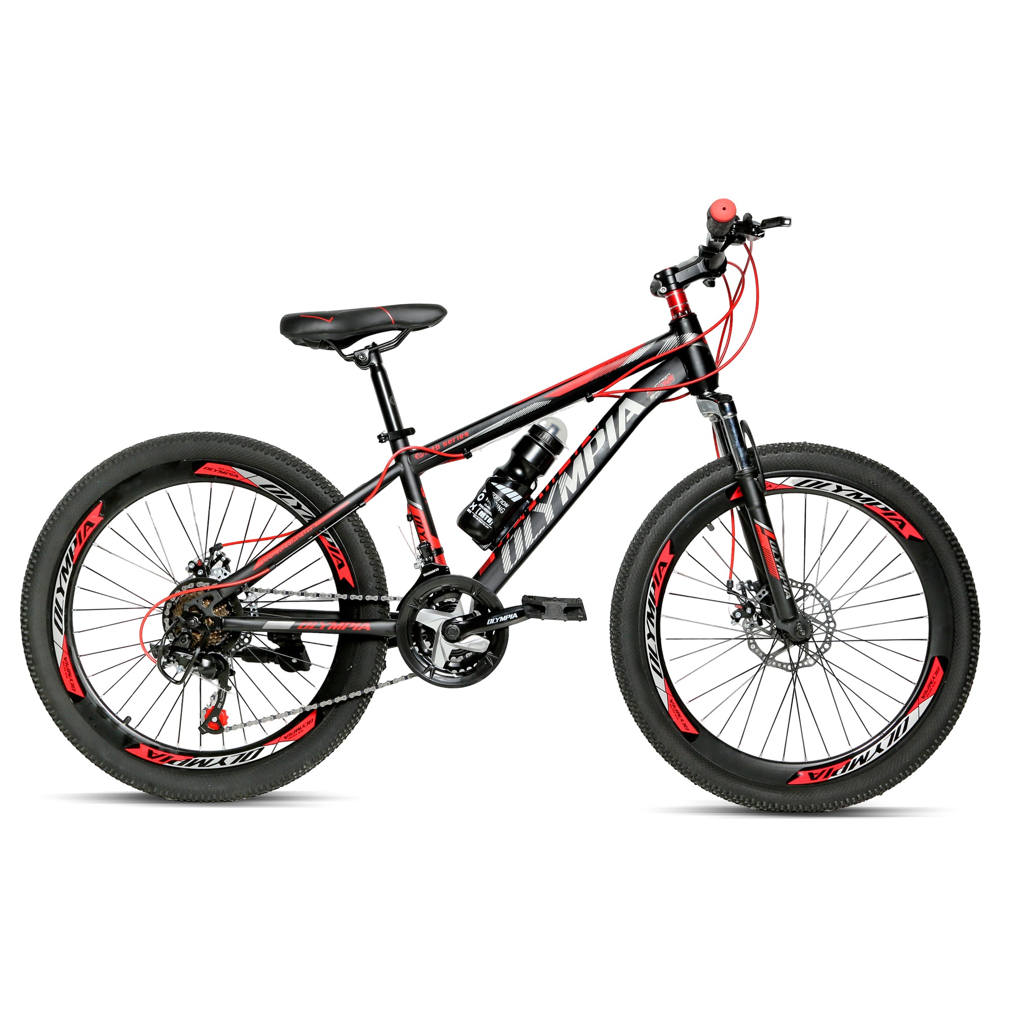 Derak 24-inch Olympia Youth/Adult Mountain Bike, 7-21 Speeds tourny By DerakBikes (24, black red)