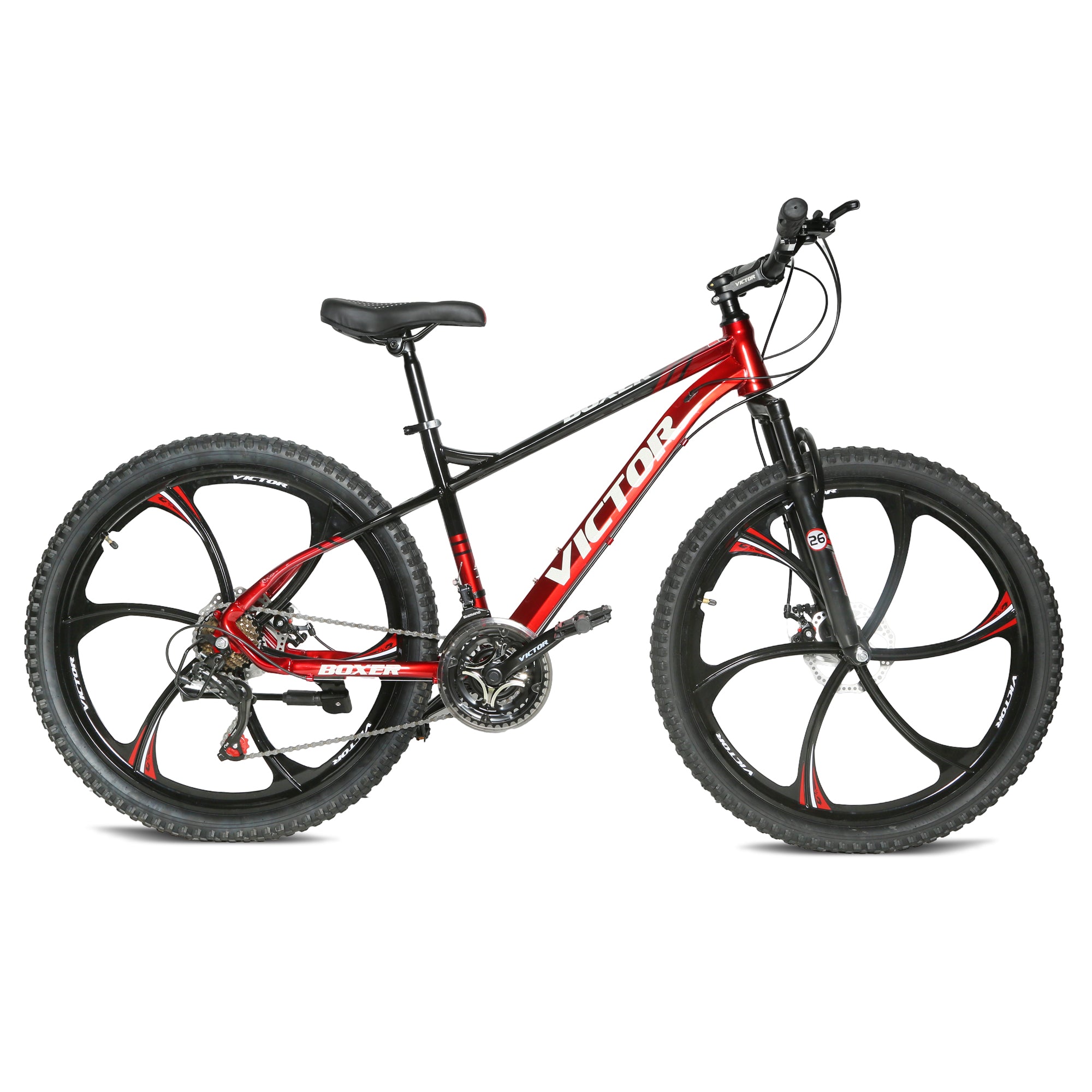 Derak 26-inch Victor Alloy Rim new addition Youth/Adult Mountain Bike, 7-21 Speeds turney By DerakBikes (26, Red)