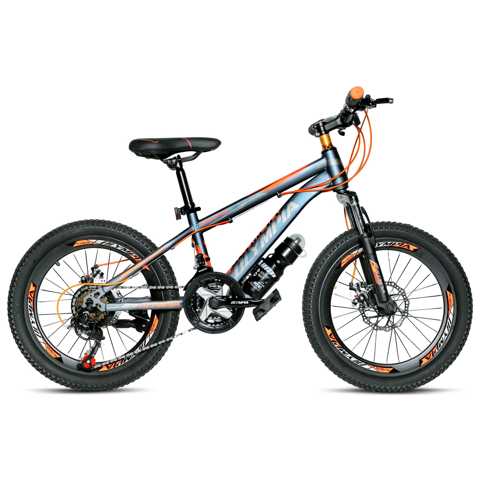 DERAK Olympia Bicycle 20inch Suspension 21Sp For Kids 7Years & Up (Grey Orange)