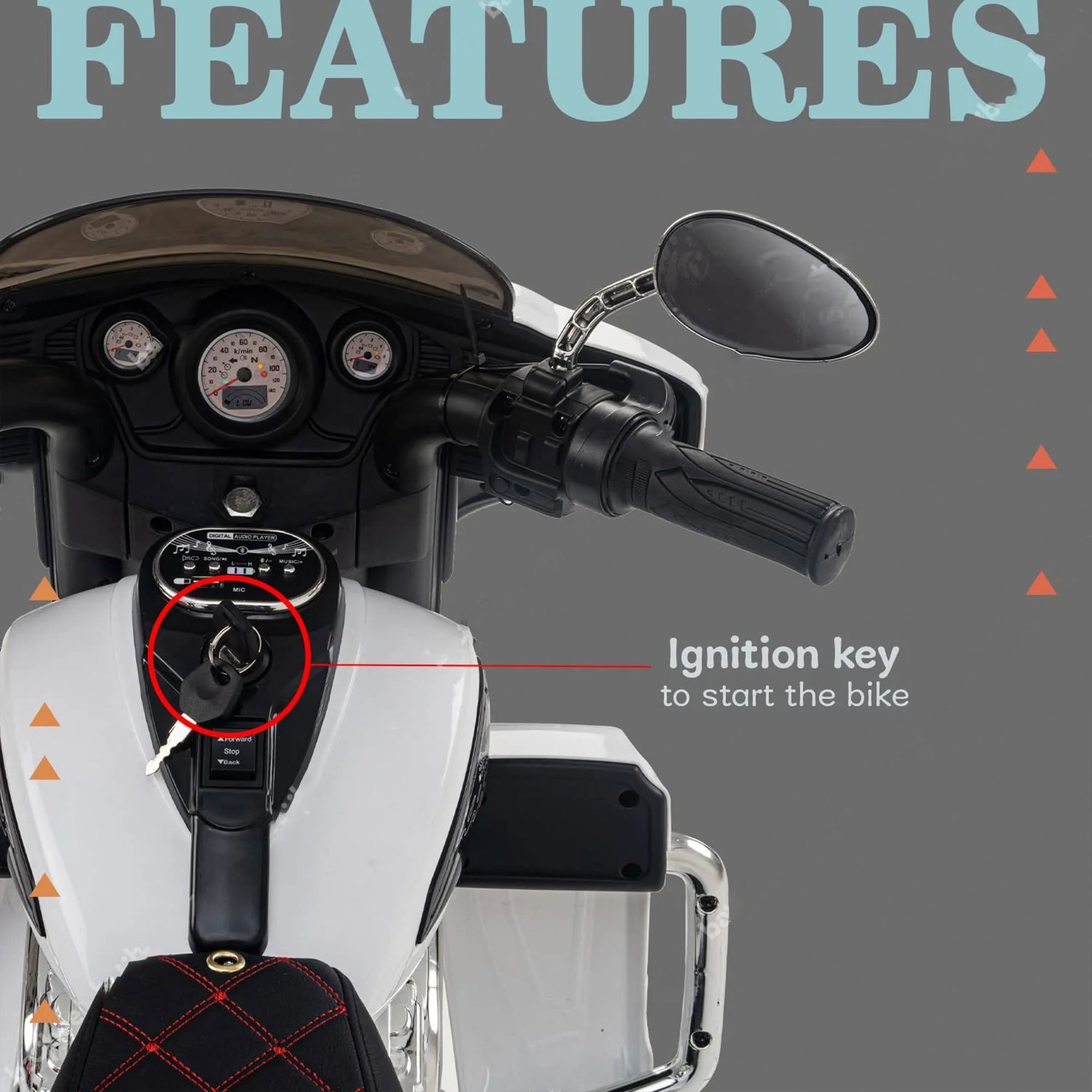 Tri Glide Harley Kids Ride-On Bike with 3 Wheels and Hand Accelerator