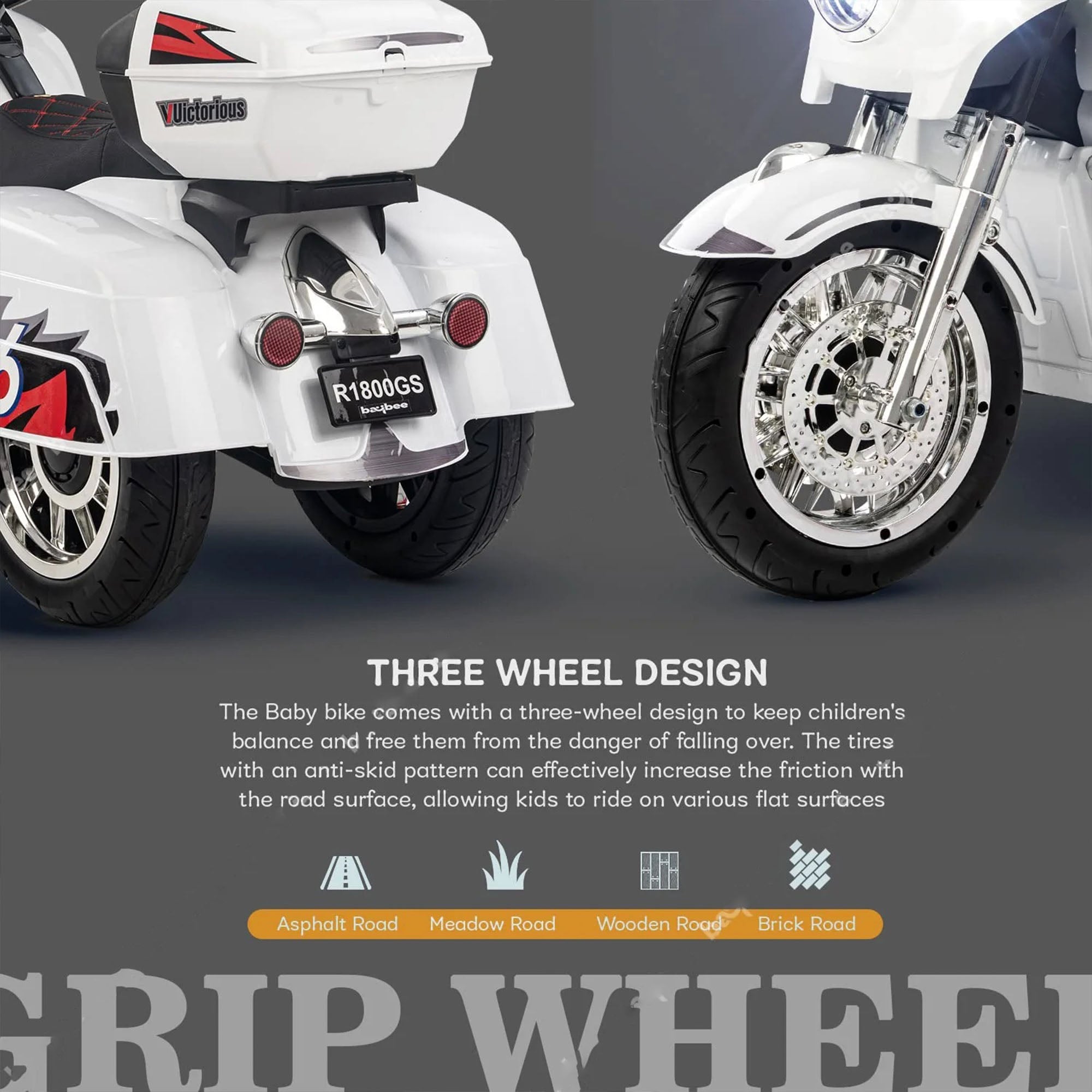 Tri Glide Harley Kids Ride-On Bike with 3 Wheels and Hand Accelerator