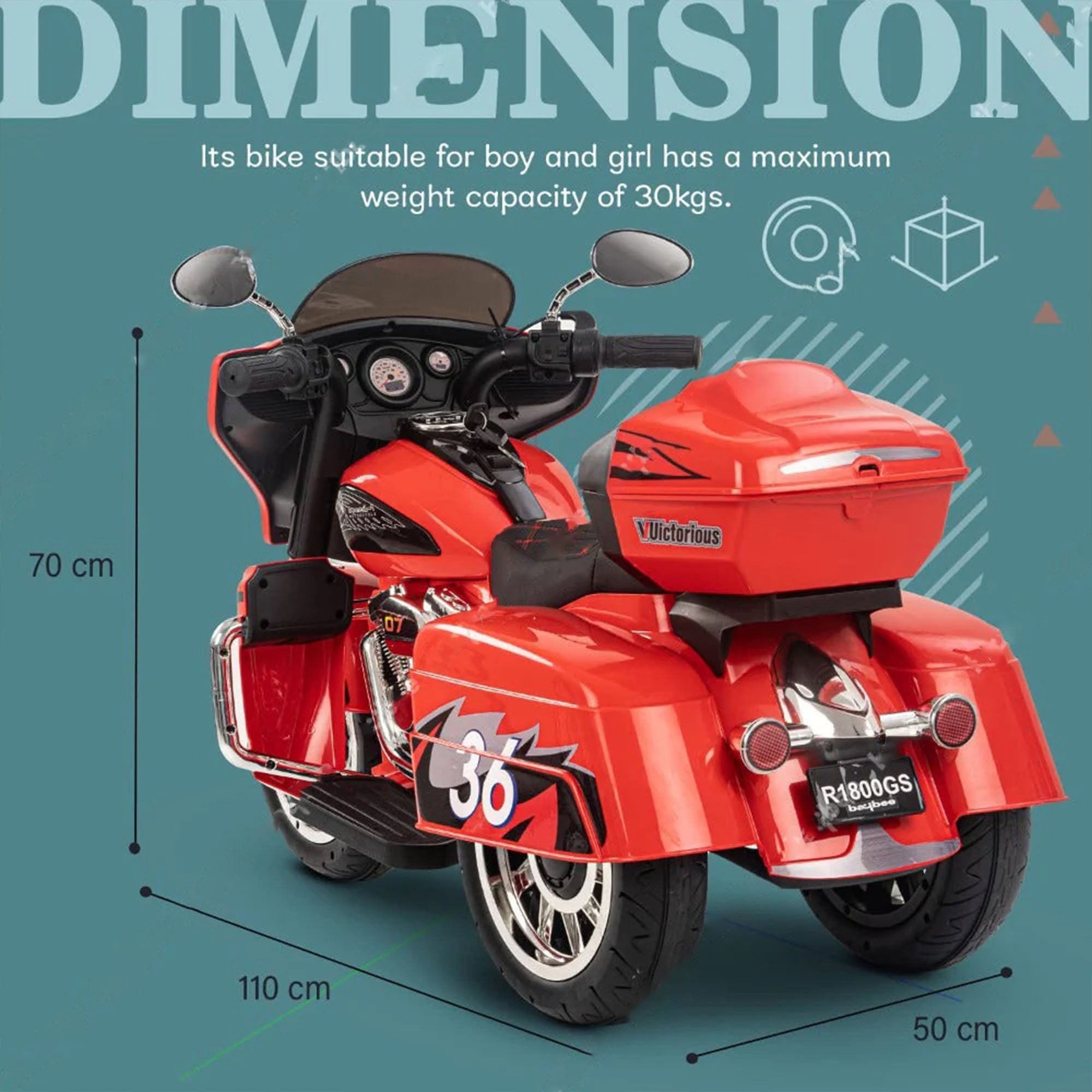 Tri Glide Harley Kids Ride-On Bike with 3 Wheels and Hand Accelerator