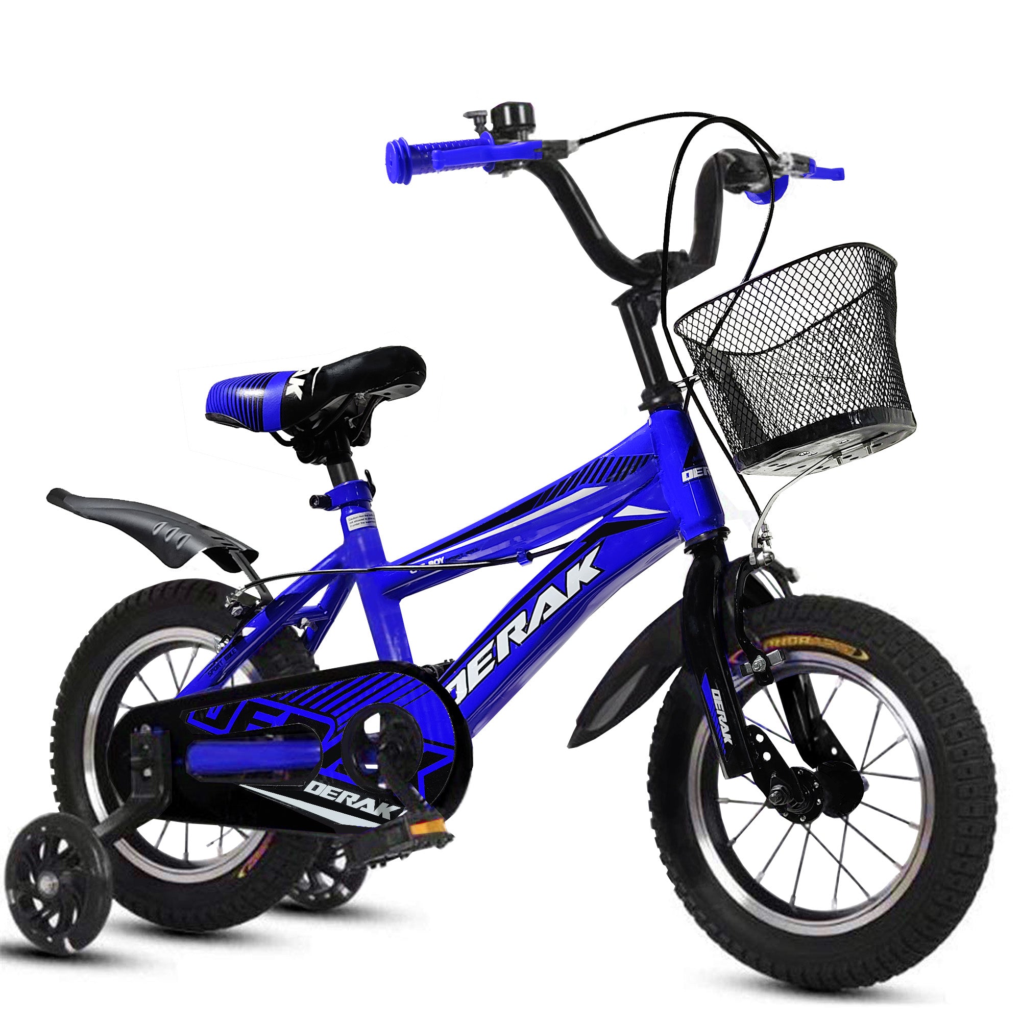 Cat Bike Kids 12 - 16 inch Hand Brake and Basket Training Wheels and Fenders, Children Bicycle