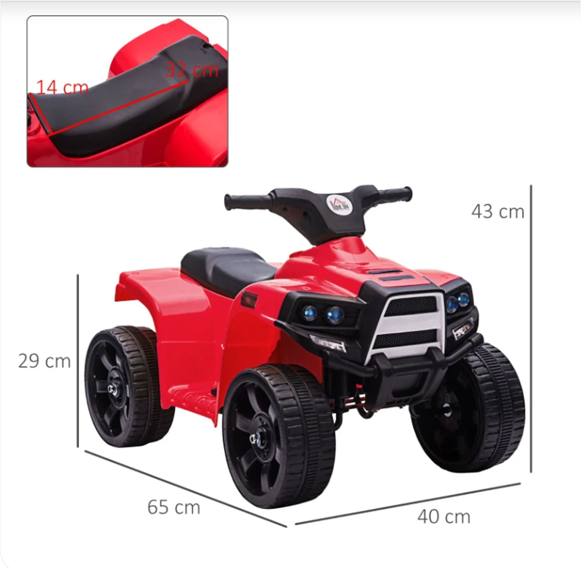 Kids Ride on Electric 6 V ATV for 18-36 months Red By DERAKBIKES
