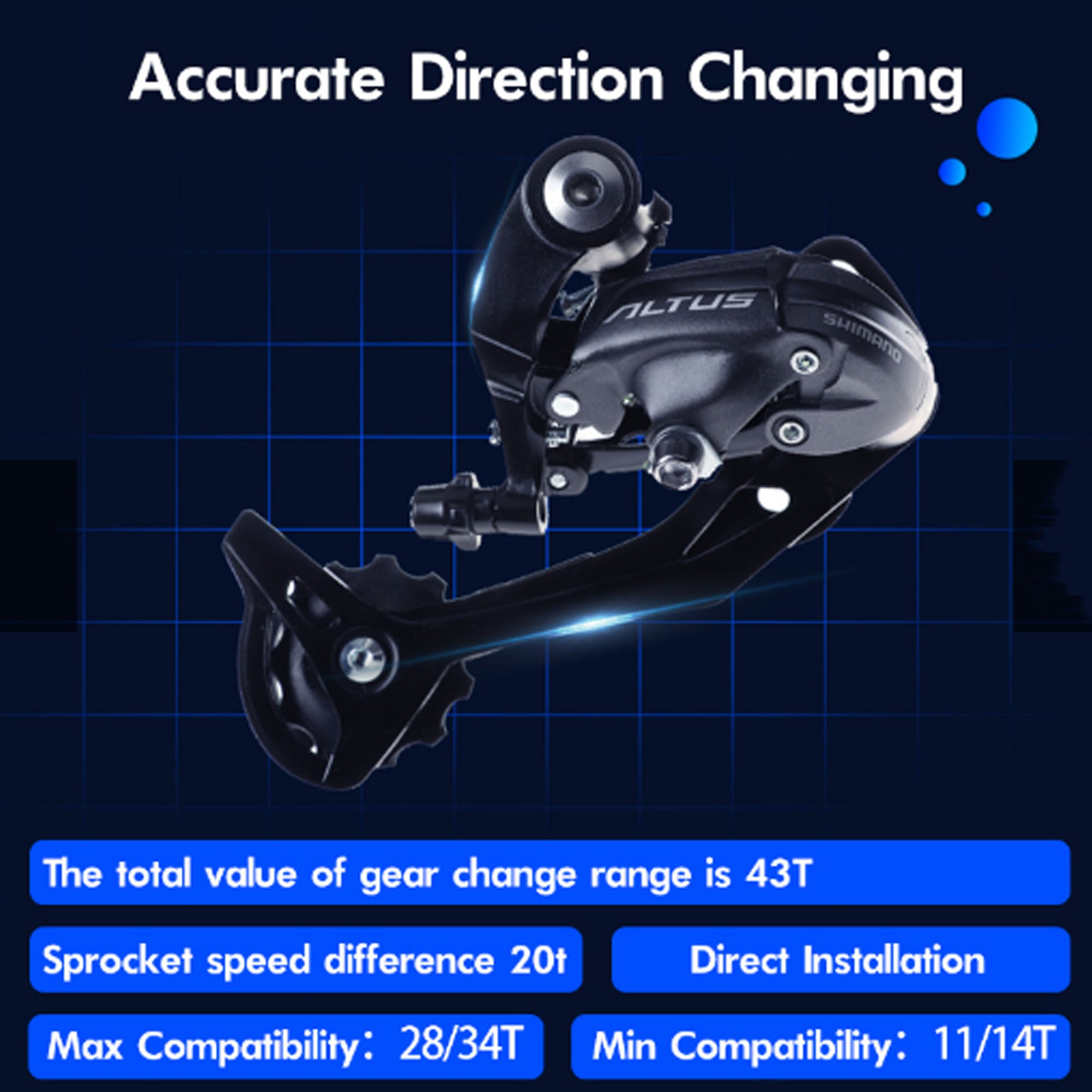SHIMANO ALTUS M370 9 Speed Rear Derailleur - DerakBikes