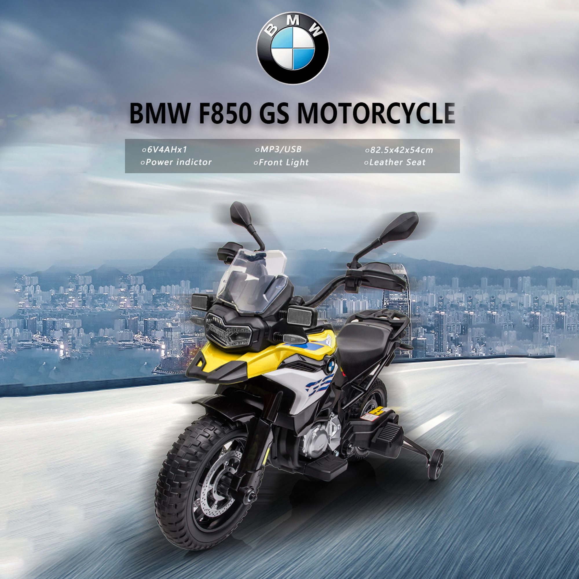 Ride On Kids Electric F850 GS JT5002A Yellow - DerakBikes