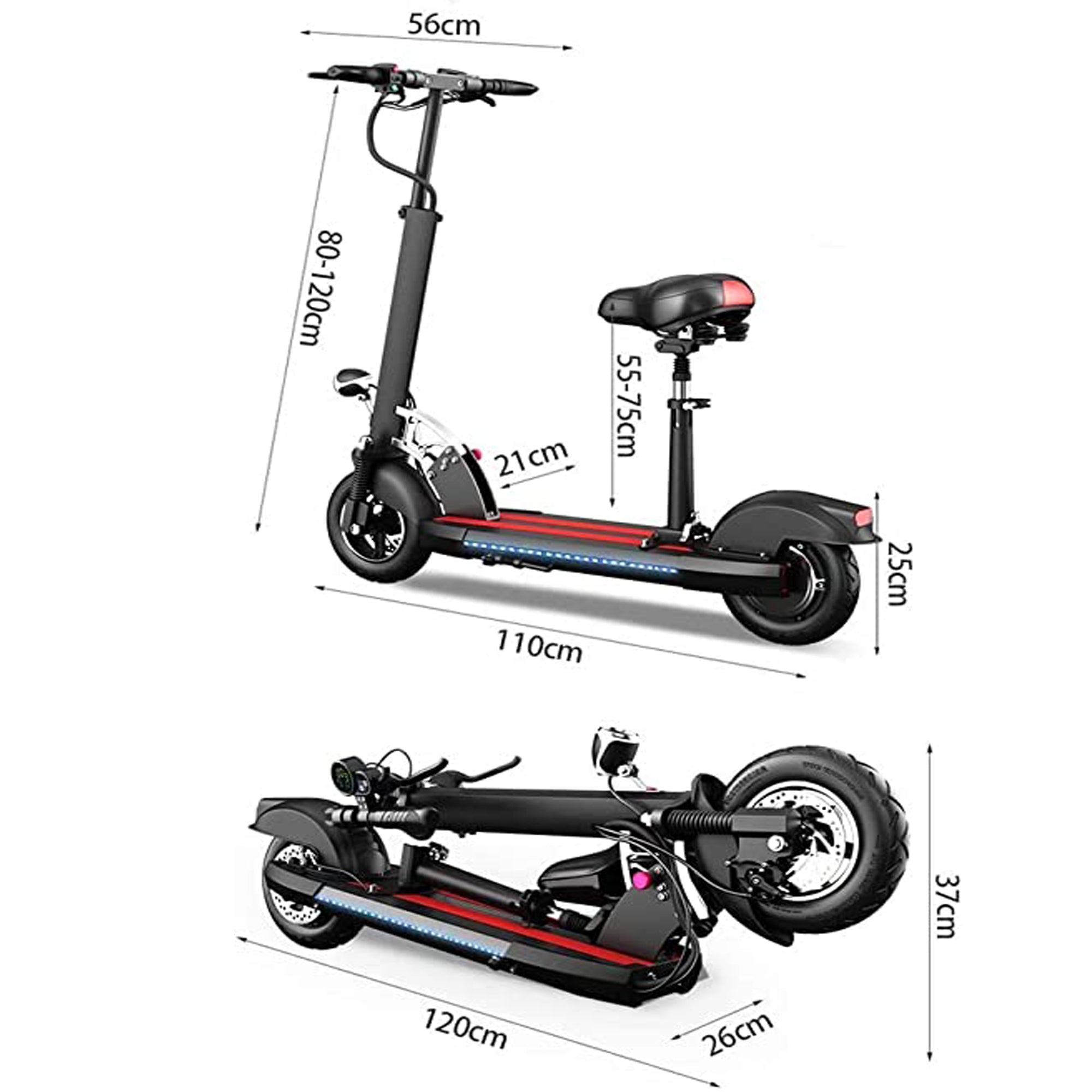E-scooter E20 45Km Mileage 500W Full Foldable 48V 10.4Ah Anti-Theft - DerakBikes
