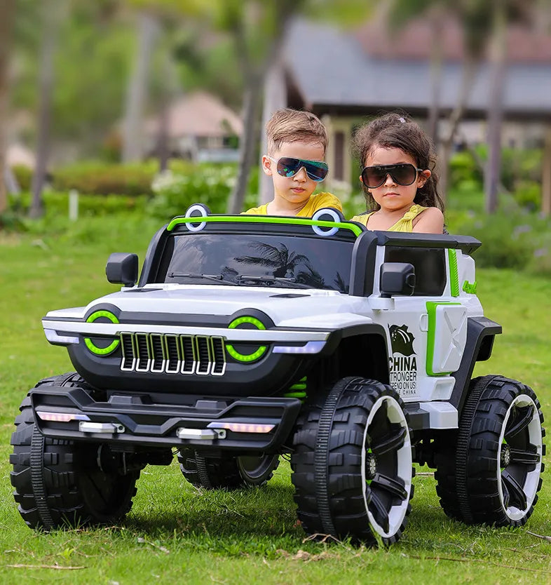 Ride On Kids Car 2 Seater 4x4 Super Jeep WN-1166 ,12V 10A Leather Seat Eva Tire - DERAKBIKES
