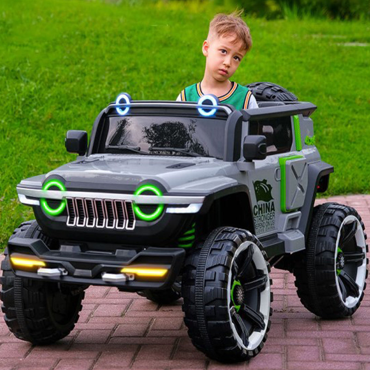 Ride On Kids Car 2 Seater 4x4 Super Jeep WN-1166 ,12V 10A Leather Seat Eva Tire - DERAKBIKES