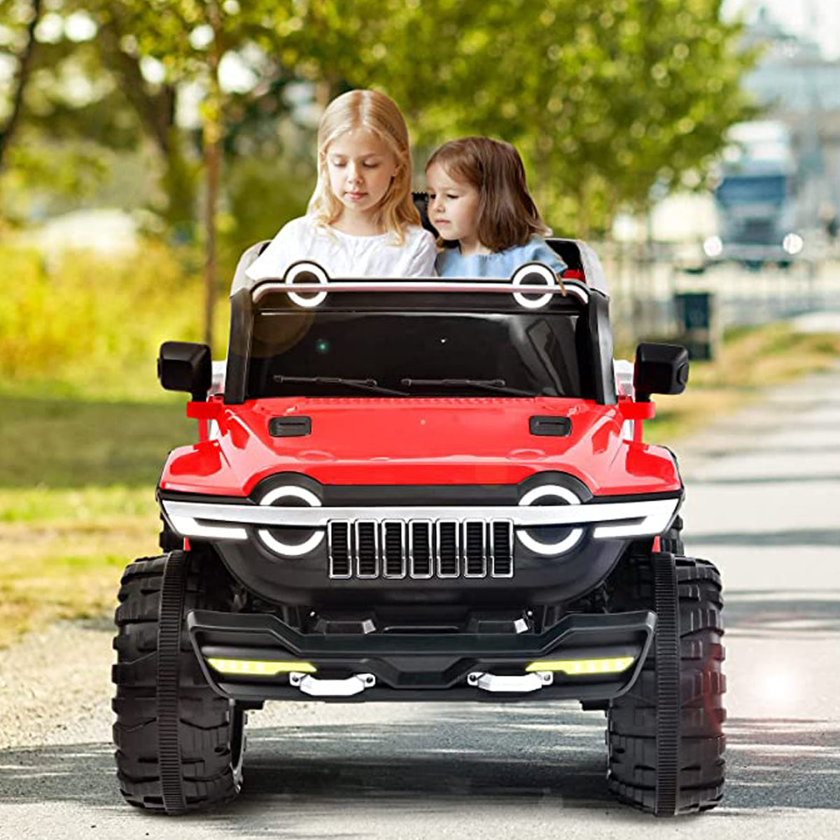 Ride On Kids Car 2 Seater 4x4 Super Jeep WN-1166 ,12V 10A Leather Seat Eva Tire - DERAKBIKES