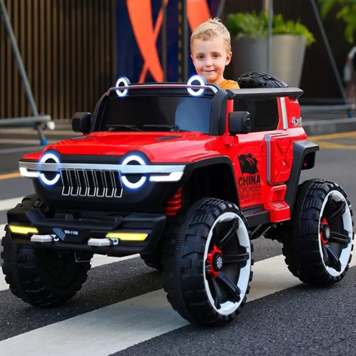 Ride On Kids Car 2 Seater 4x4 Super Jeep WN-1166 ,12V 10A Leather Seat Eva Tire - DERAKBIKES