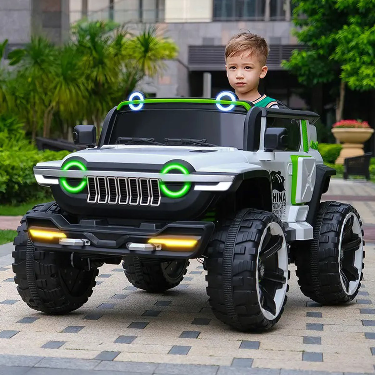 Ride On Kids Car 2 Seater 4x4 Super Jeep WN-1166 ,12V 10A Leather Seat Eva Tire - DERAKBIKES