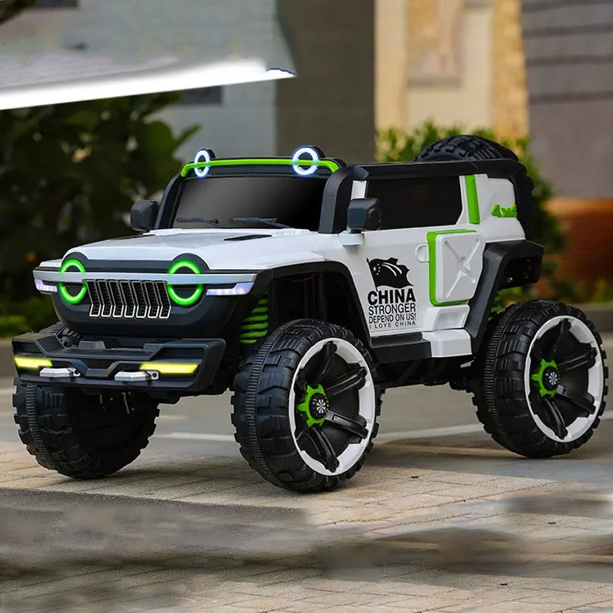Ride On Kids Car 2 Seater 4x4 Super Jeep WN-1166 ,12V 10A Leather Seat Eva Tire - DERAKBIKES