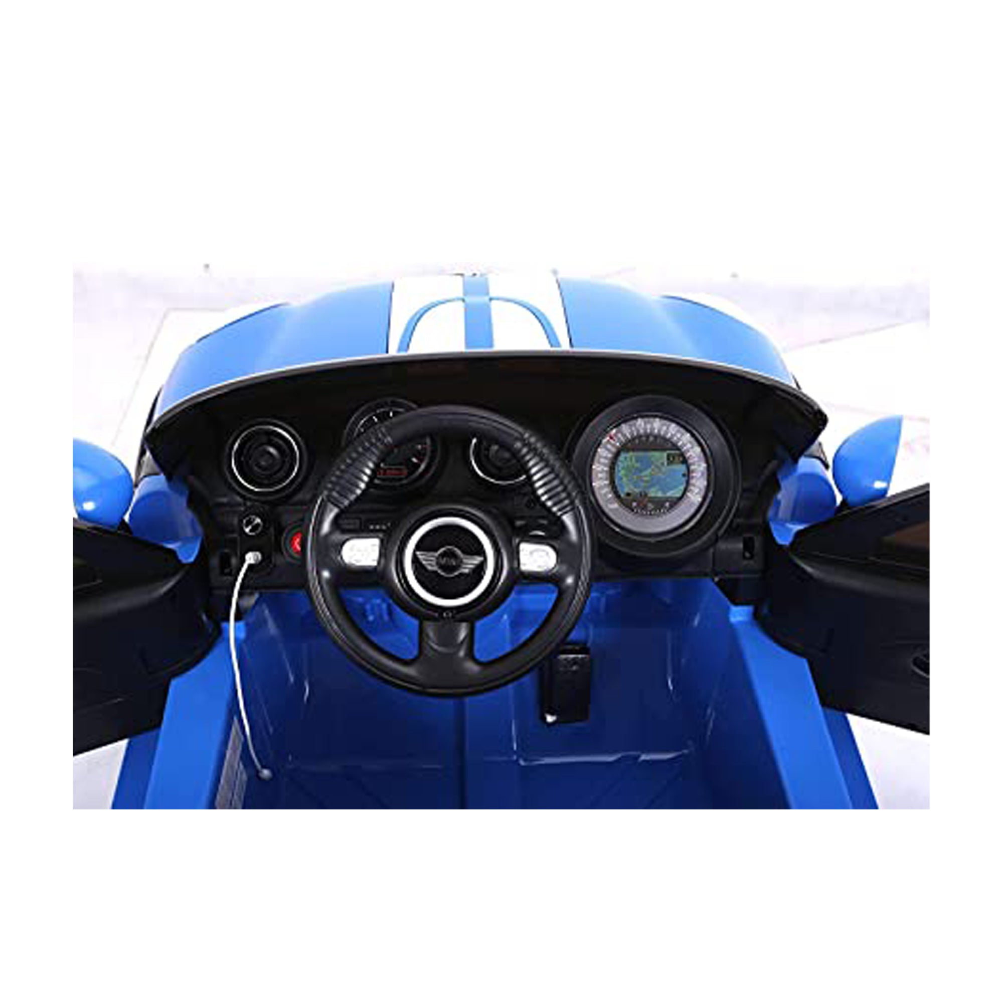 Ride On Electric Car Licensed Mini Cooper Kids Blue- DerakBikes