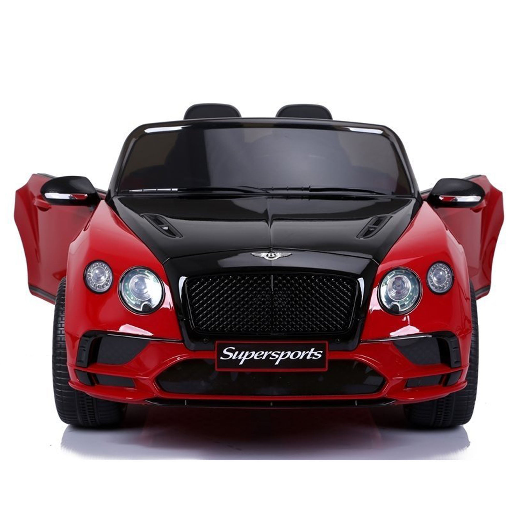 Ride On Bentley SuperSports Electric Car Kids 2 Seater 12V EVA Leather Seat Painted Red Black