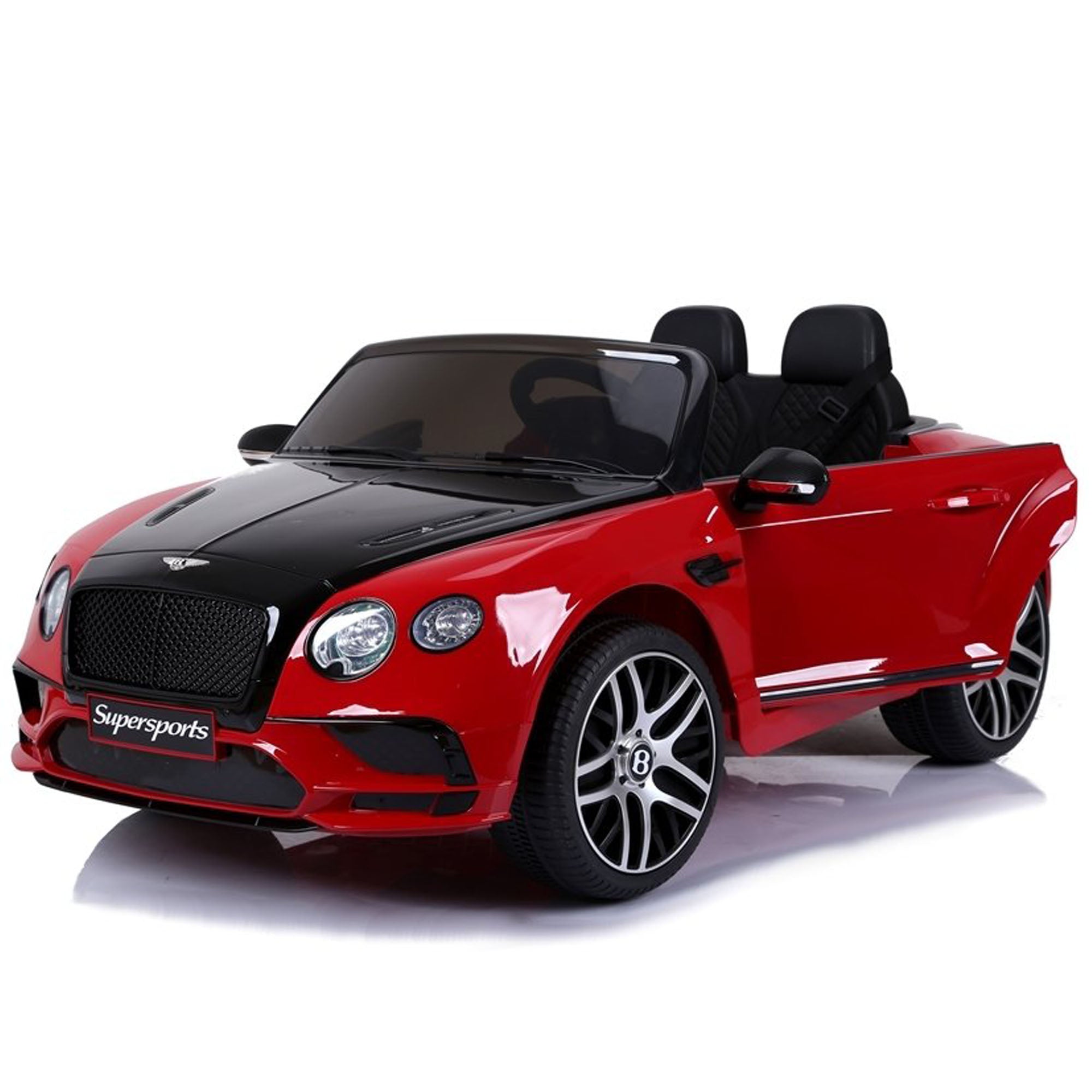 Ride On Bentley SuperSports Electric Car Kids 2 Seater 12V EVA Leather Seat Painted Red Black