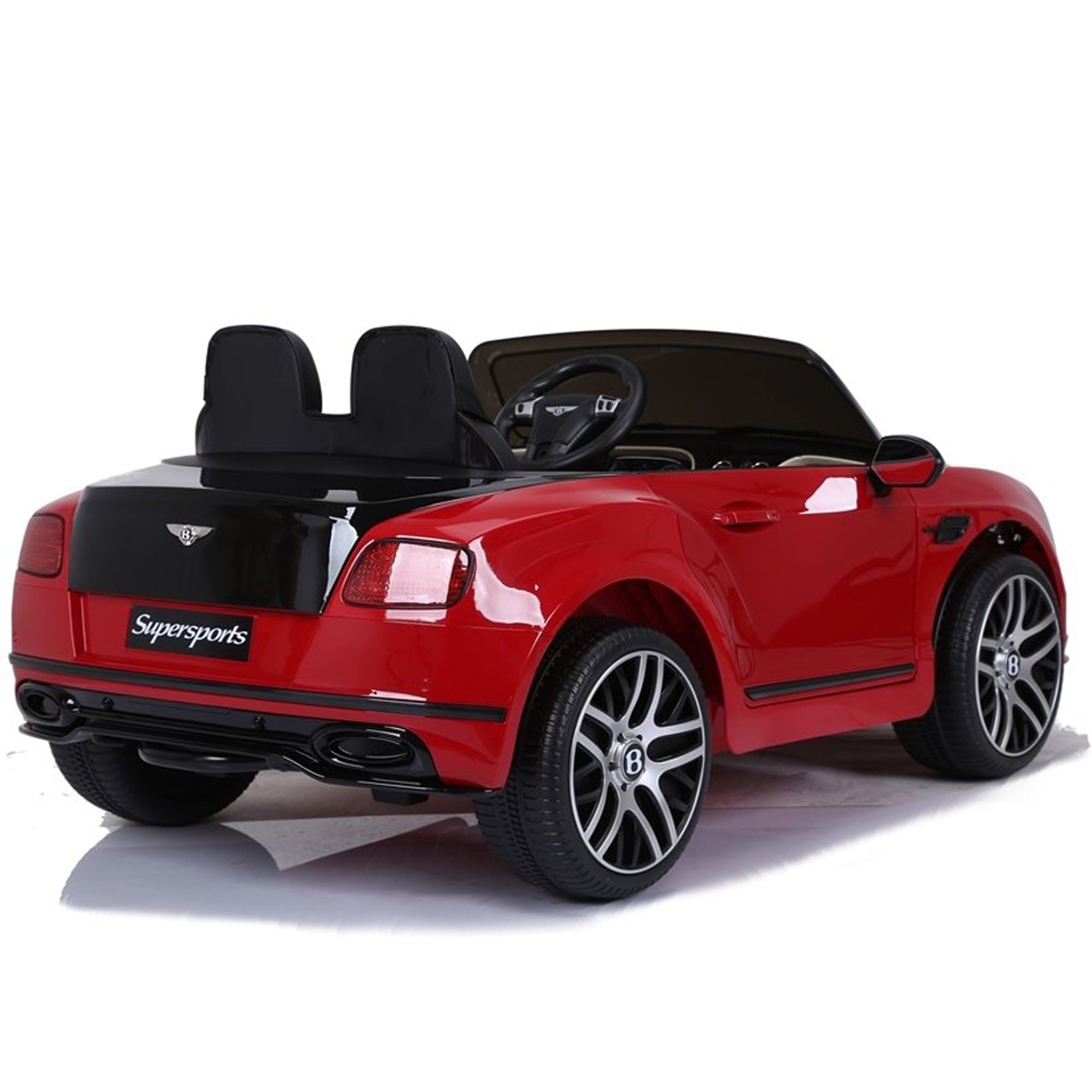Ride On Bentley SuperSports Electric Car Kids 2 Seater 12V EVA Leather Seat Painted Red Black