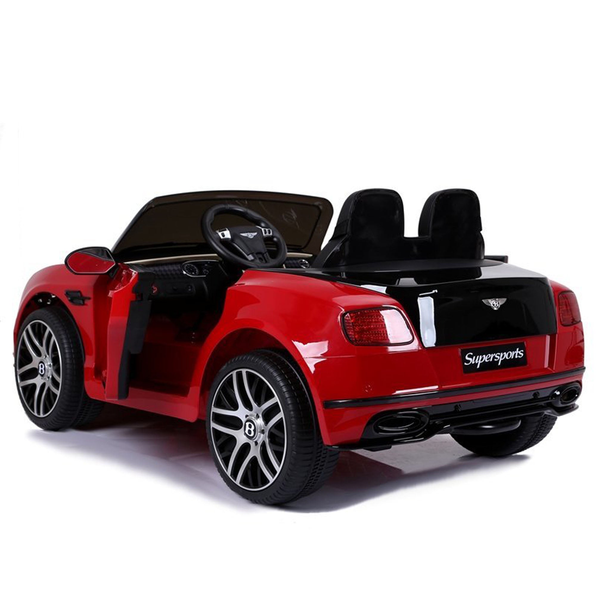 Ride On Bentley SuperSports Electric Car Kids 2 Seater 12V EVA Leather Seat Painted Red Black
