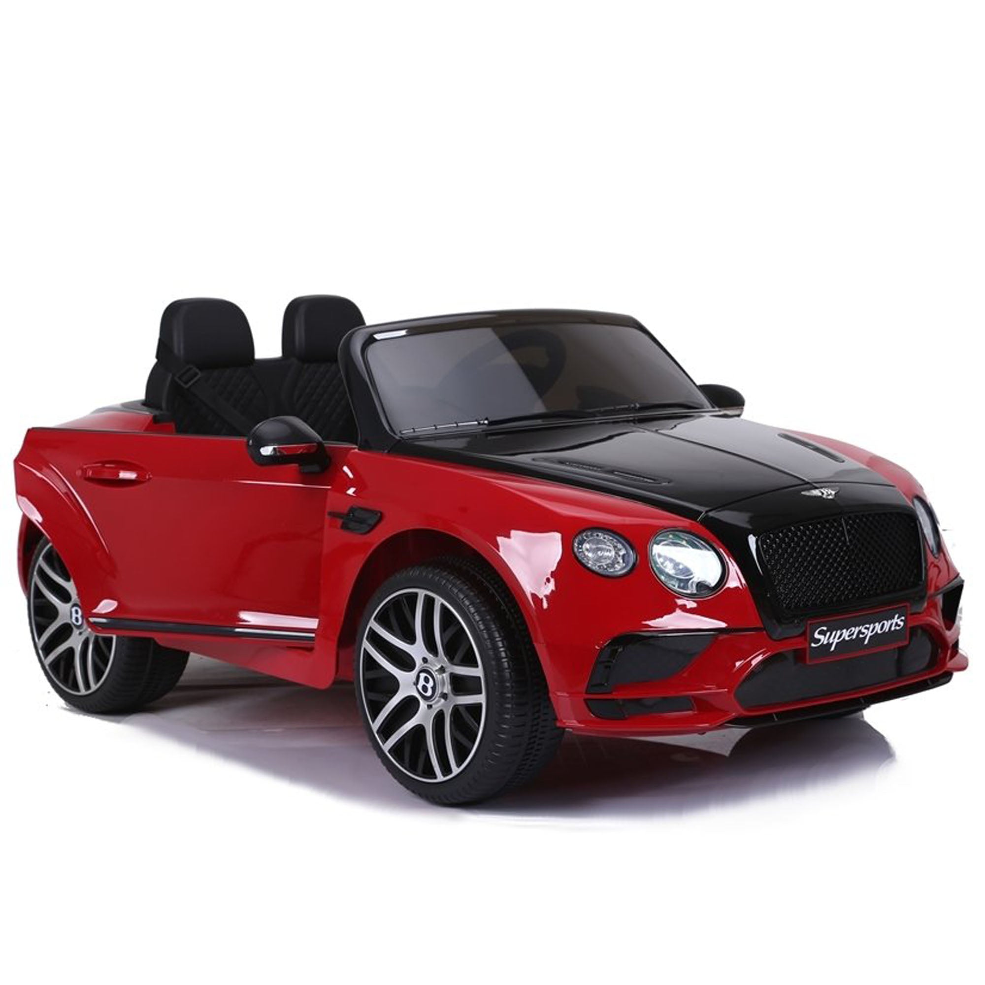 Ride On Bentley SuperSports Electric Car Kids 2 Seater 12V EVA Leather Seat Painted Red Black