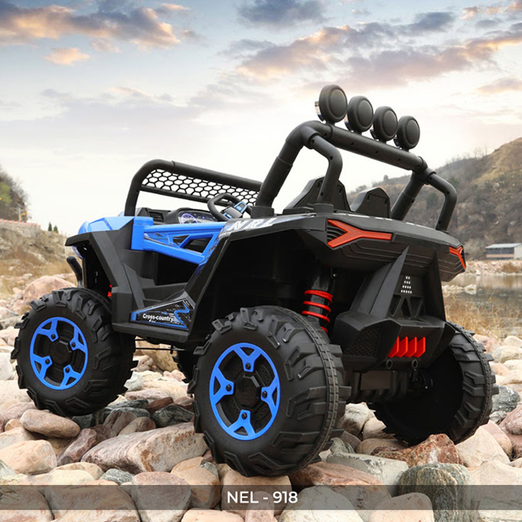 Ride On NEL-918 Electric Kids Car 4x4 Jeep 12V Leather Seat EVA Wheels - DERAKBIKES