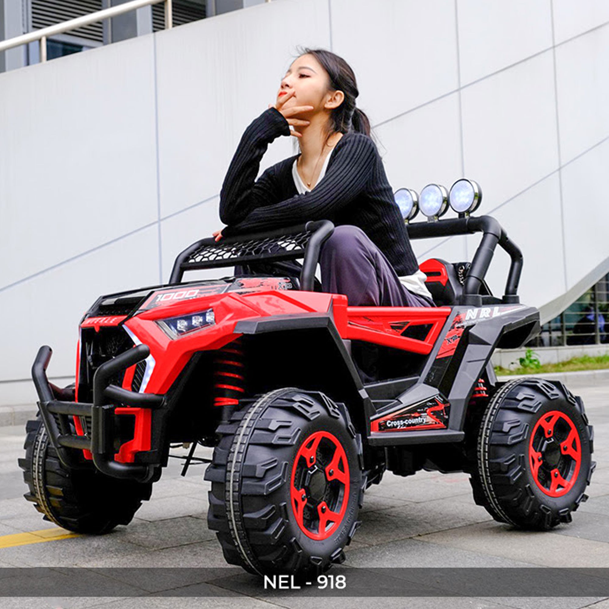 Ride On NEL-918 Electric Kids Car 4x4 Jeep 12V Leather Seat EVA Wheels - DERAKBIKES