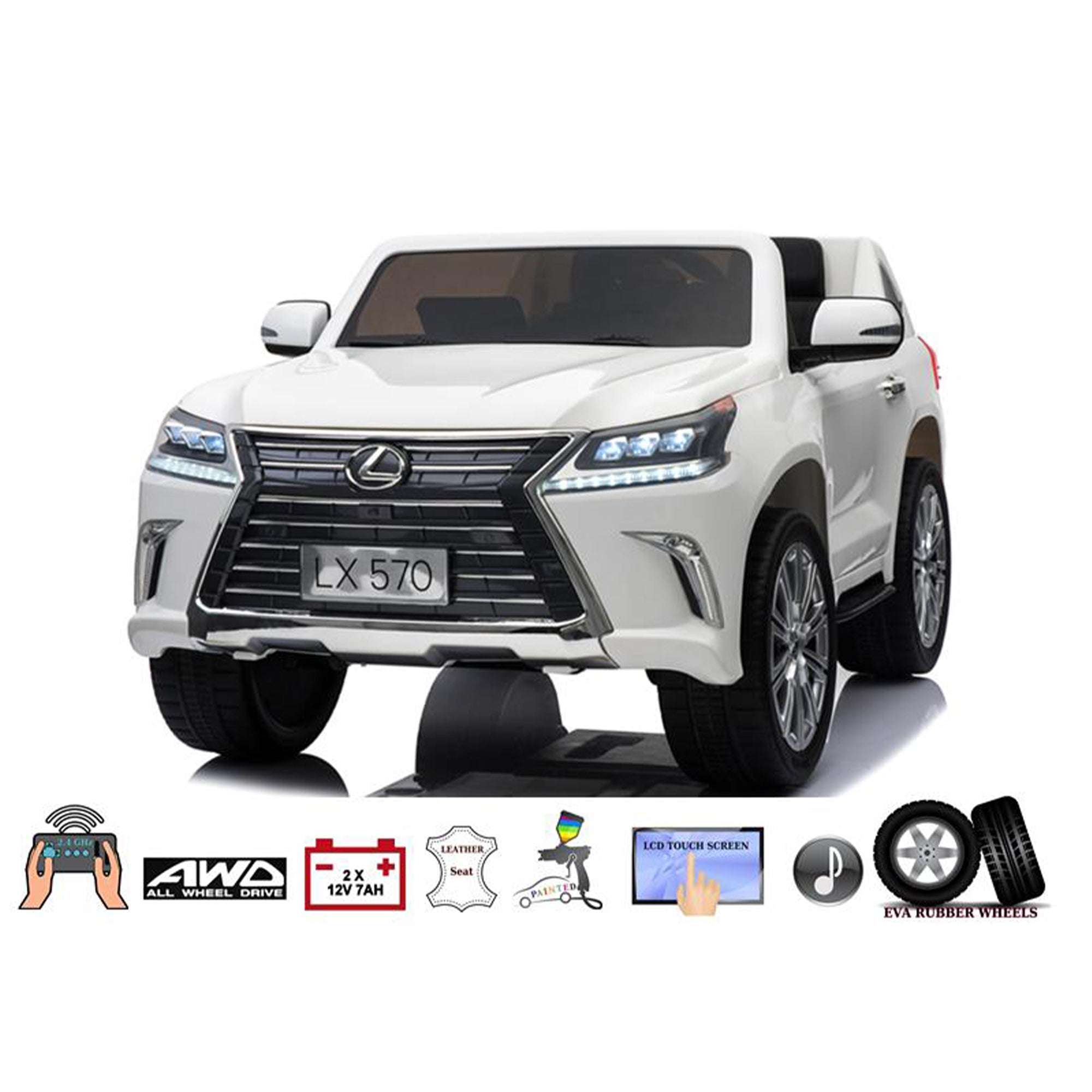 Licensed Luxury LX-570 Kids Electric Ride On Eva Plus Leather Painted