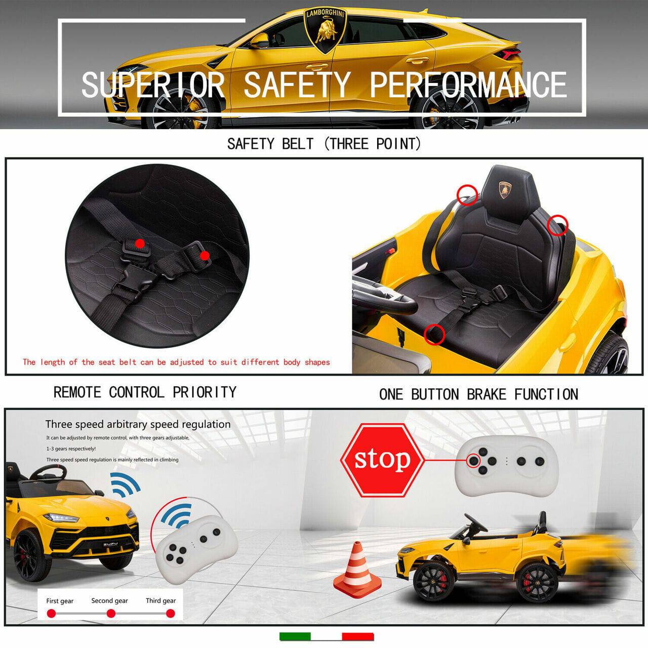 Ride On Car Kids License Urus Electric EVA Yellow