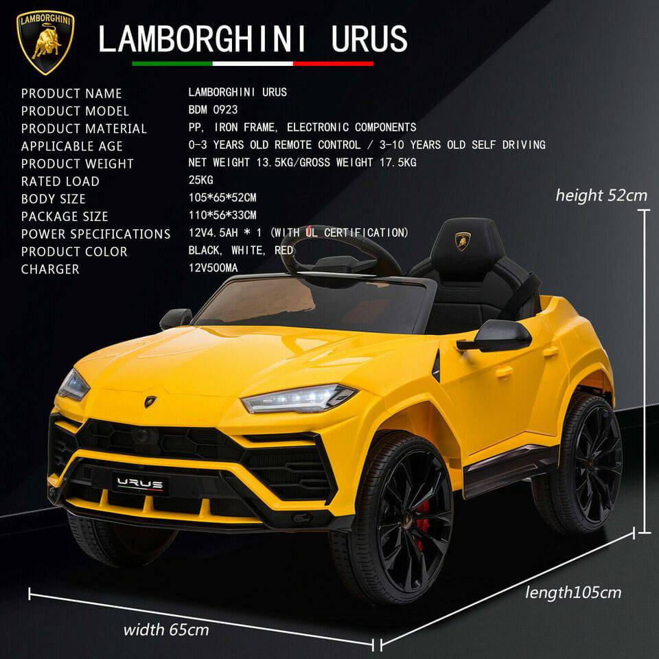 Ride On Car Kids License Urus Electric EVA Yellow