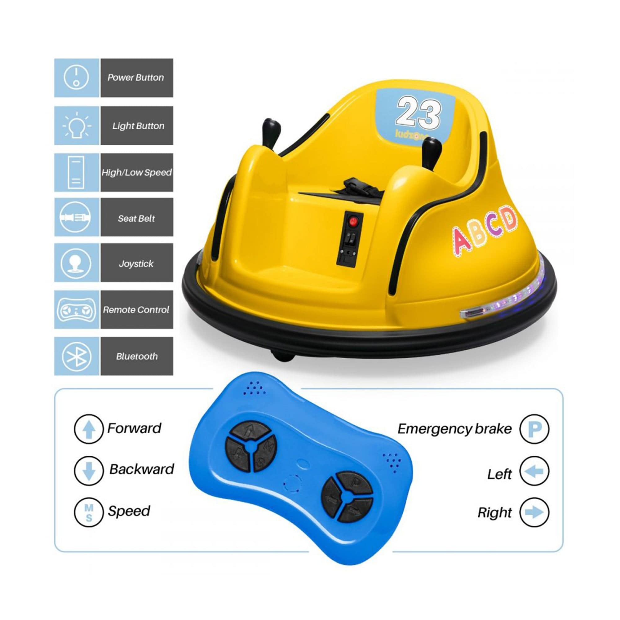 Kids Ride On Toys Bumper Car Yellow - DerakBikes