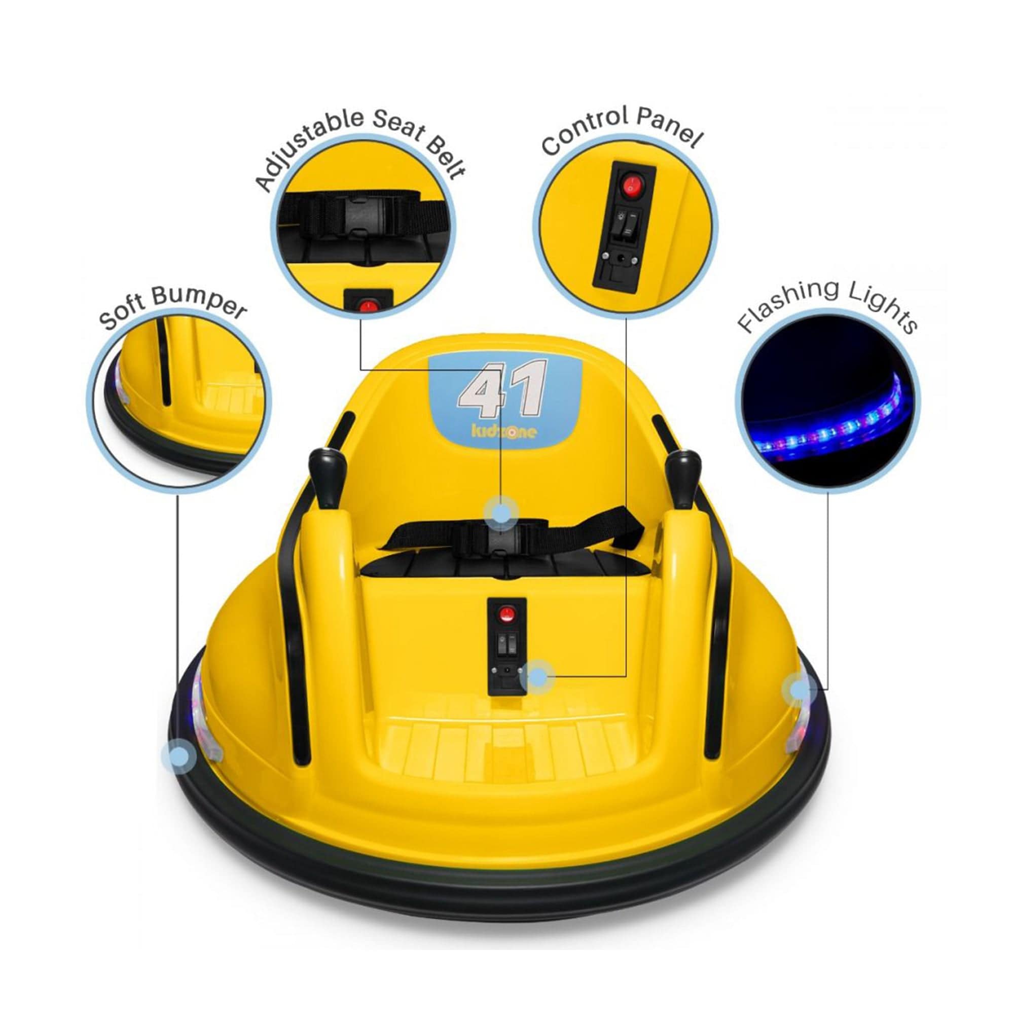 Kids Ride On Toys Bumper Car Yellow - DerakBikes