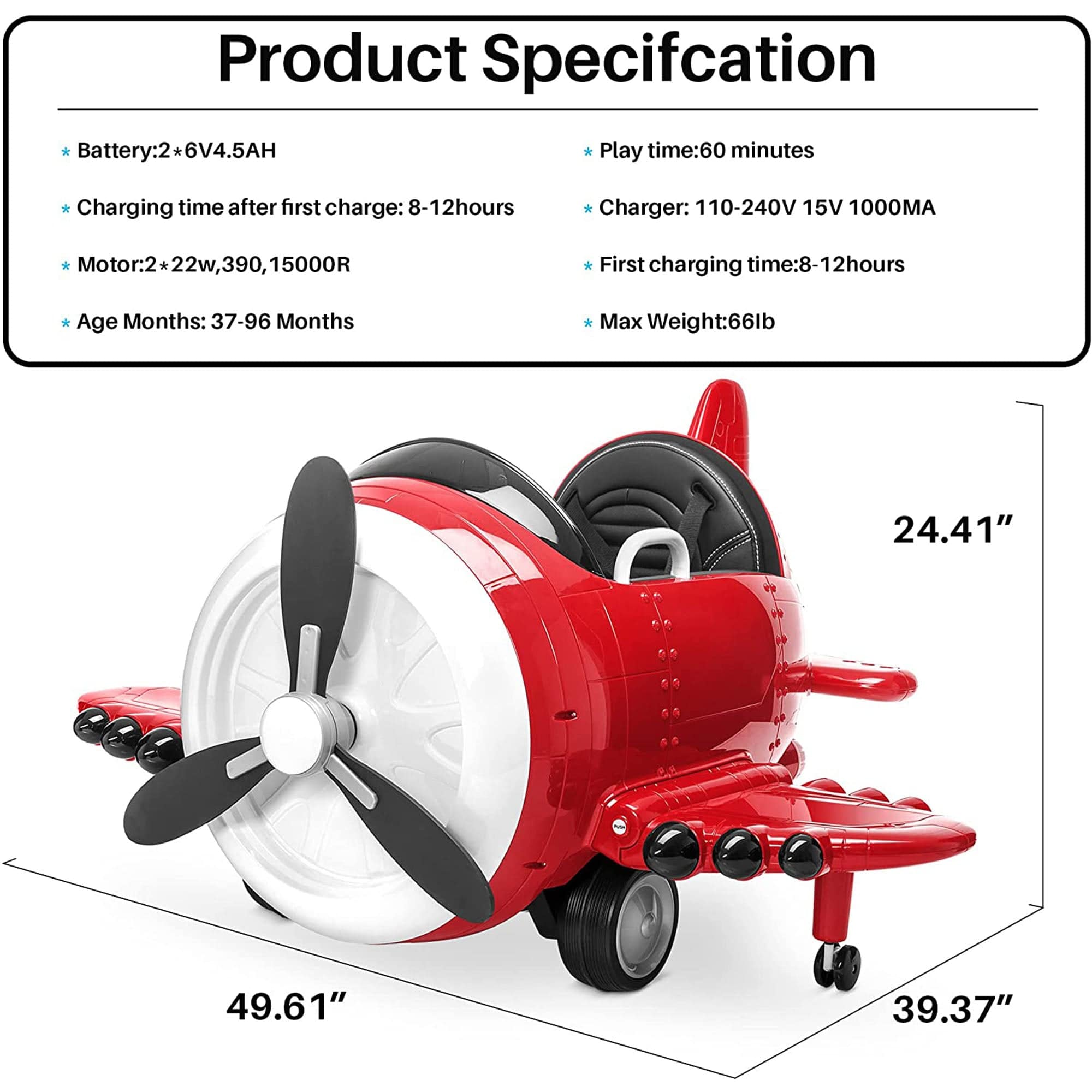 Ride On Aircraft 360 Spin Airplane 3-6 Years - DerakBikes