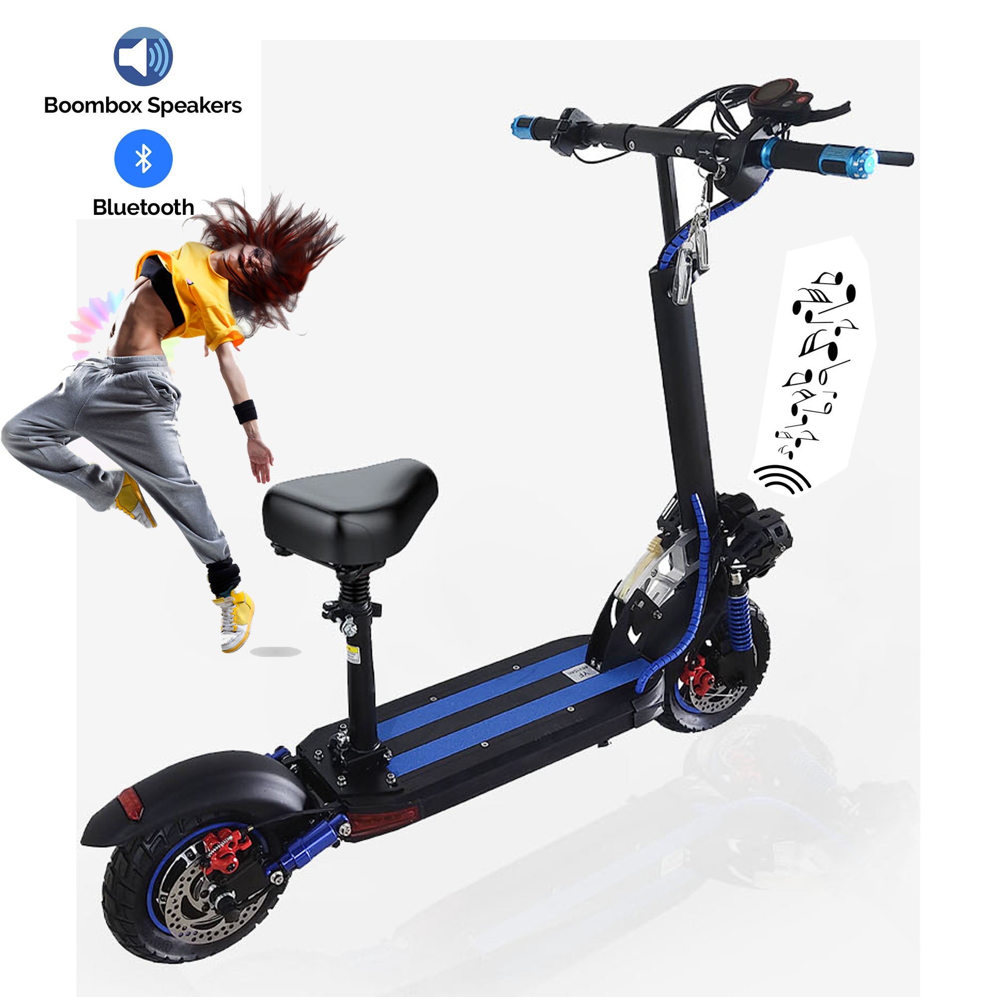 E-scooter 48V 10ah Long Range 40km 3Lights With Bluetooth