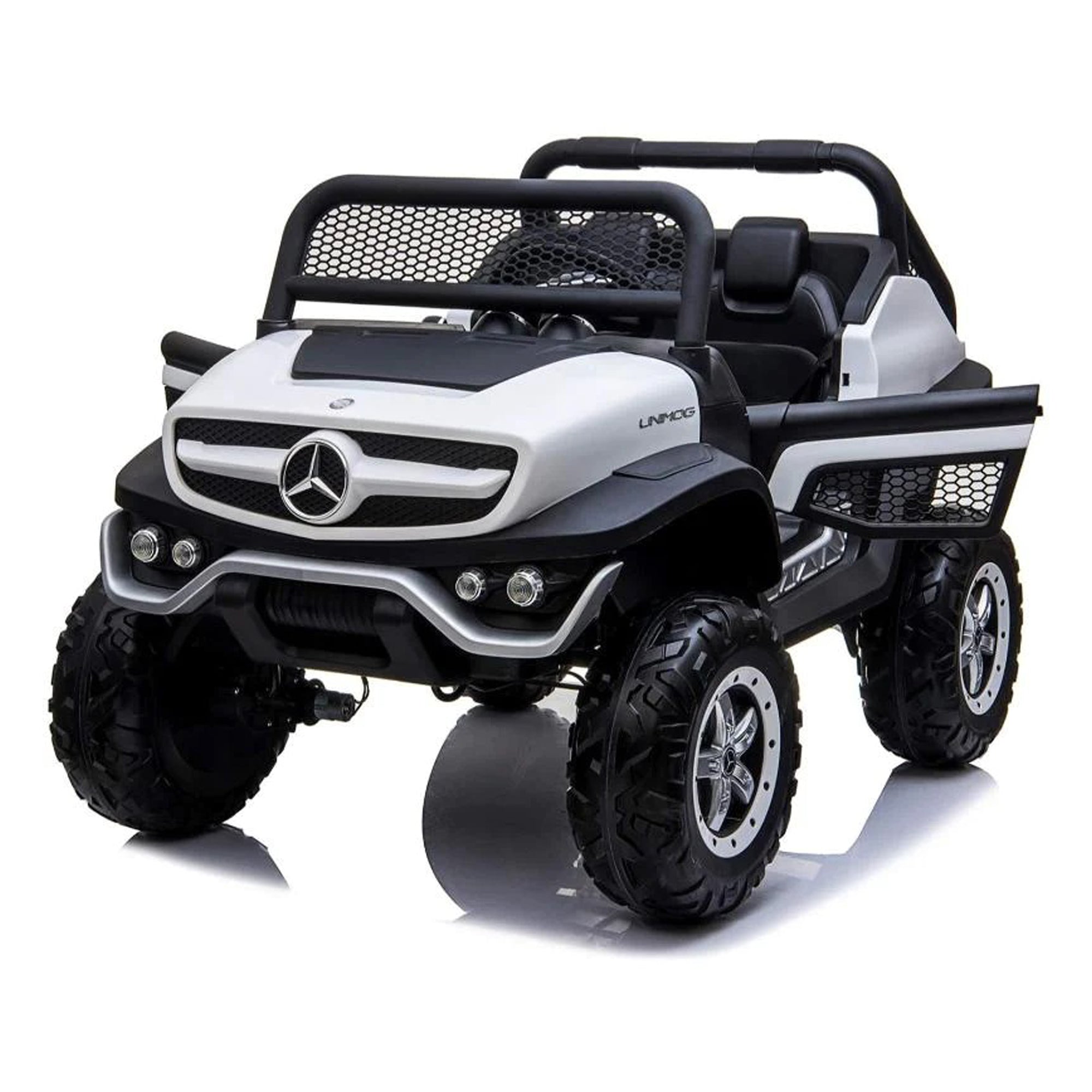 Kids Ride On Cars AMG 4x4 Off-Road Unimog Leather & EVA White