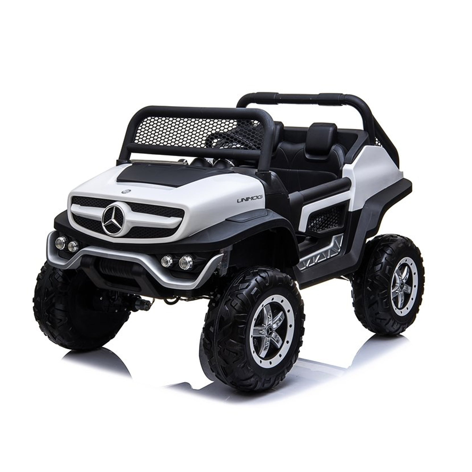 Kids Ride On Cars AMG 4x4 Off-Road Unimog Leather & EVA White