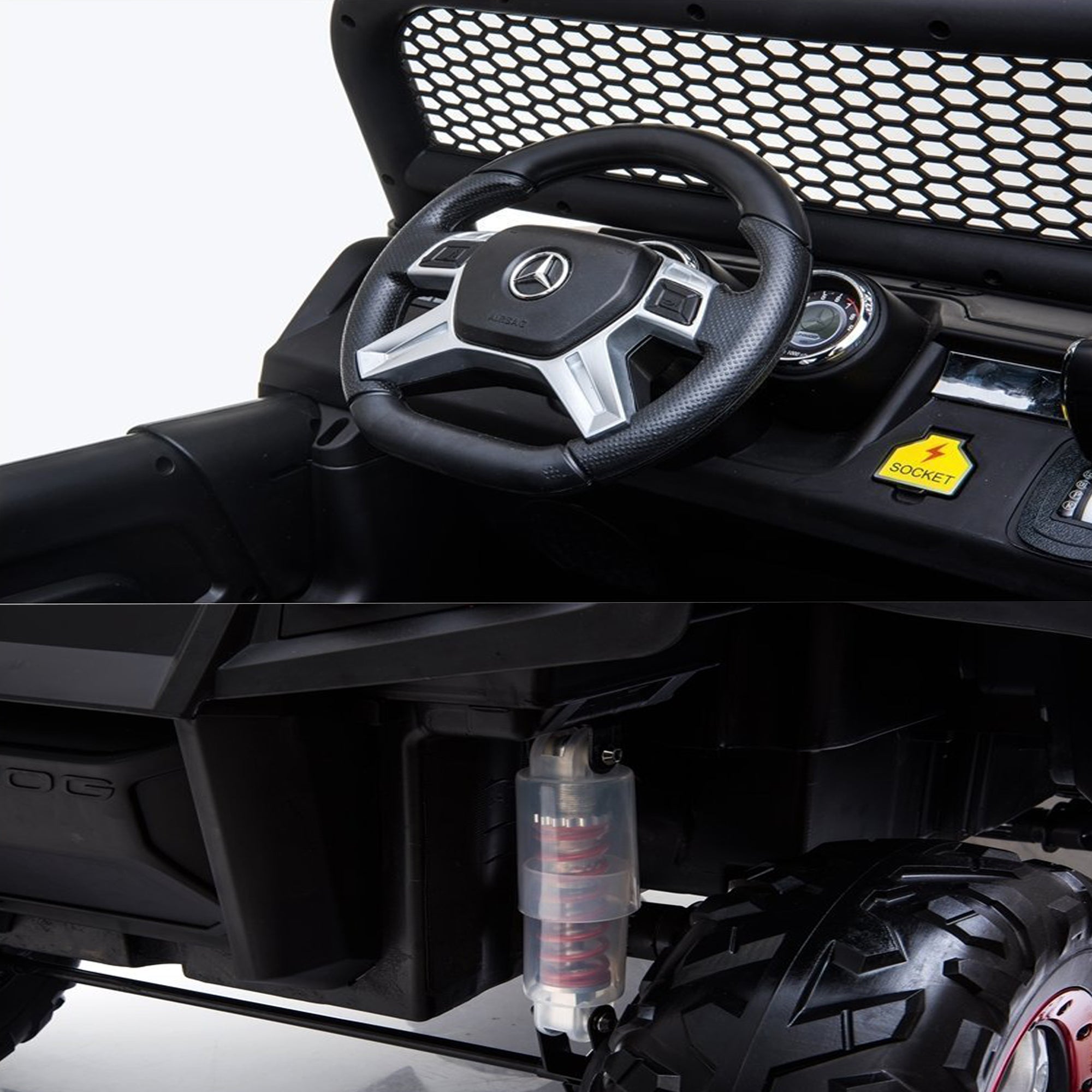 Kids Ride On Cars AMG 4x4 Off-Road Unimog Leather & EVA White