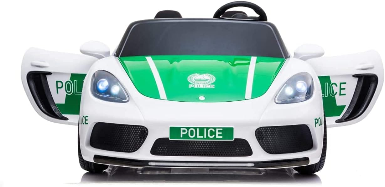 DERAK SUPER SPORT XXL POLICE RIDE ON CAR COUPLE SEATS OFFICIALLY LICENSED KEY START EVA WHEELS BLUETOOTH LED