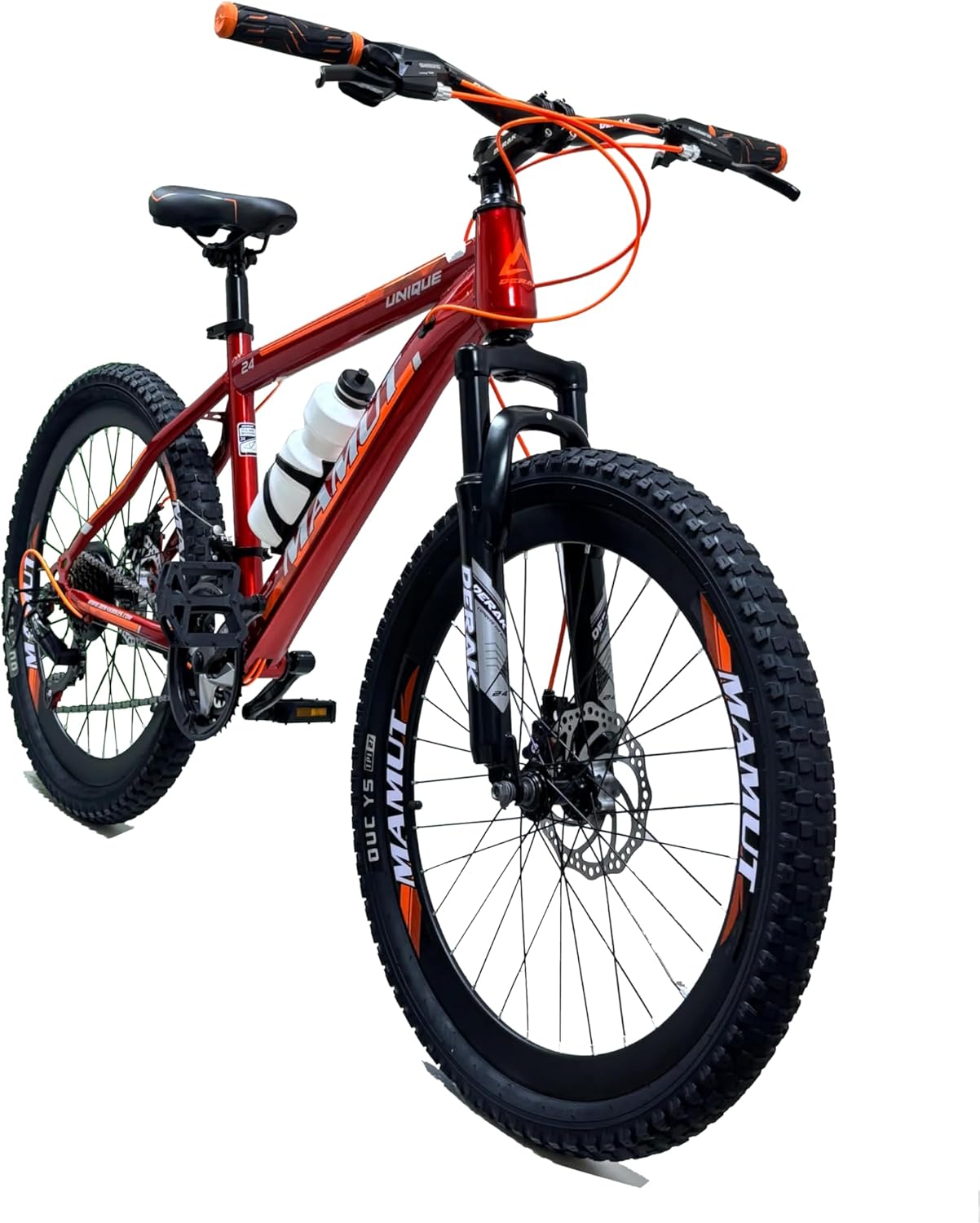 MAMUT - 24 inch Youth/Adult Mountain Bike, 7-21 Speeds turnery By DerakBikes (24, RED)