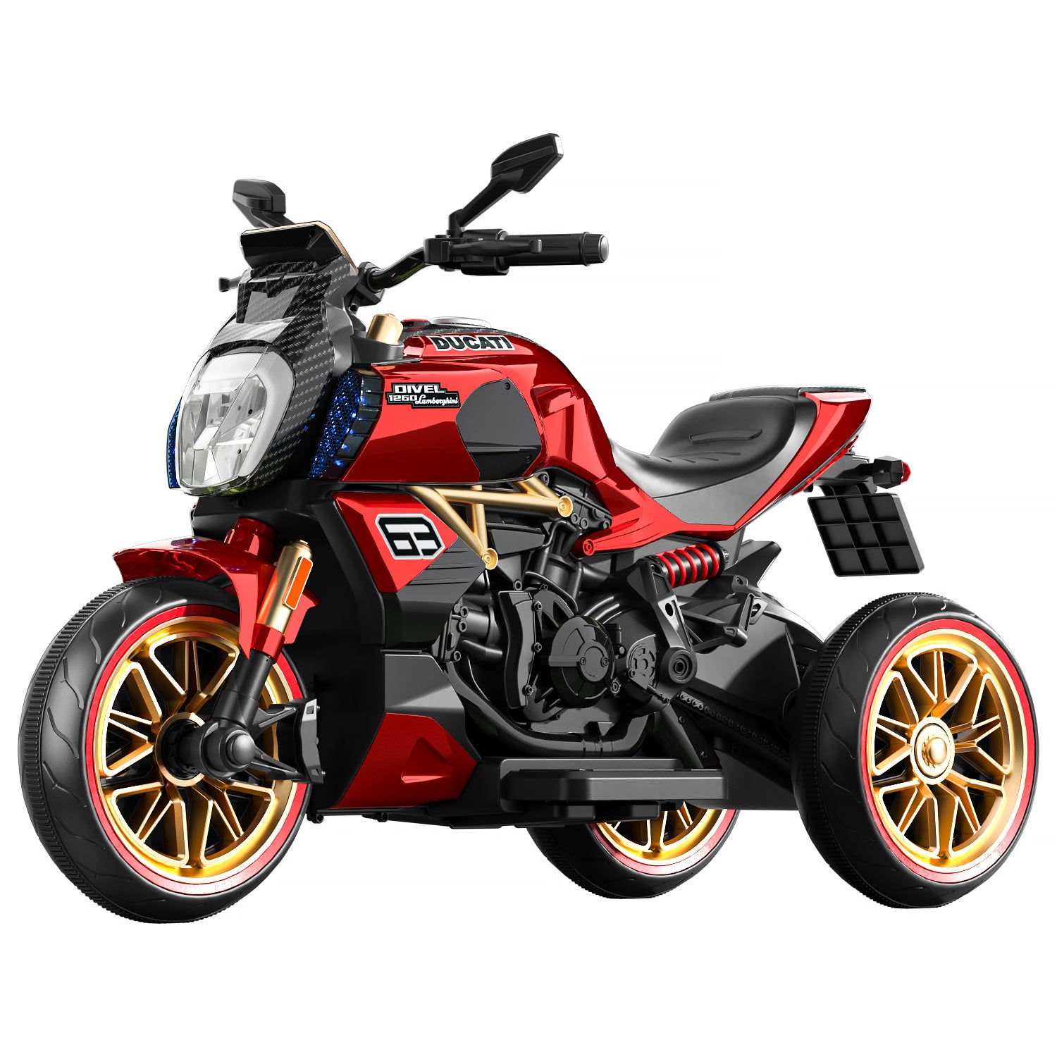 3 WHEEL New Super Big Size Popular Kids Electric Motor Bike Children Battery Powered Ride On Toys with music and light RED - DERAKBIKES