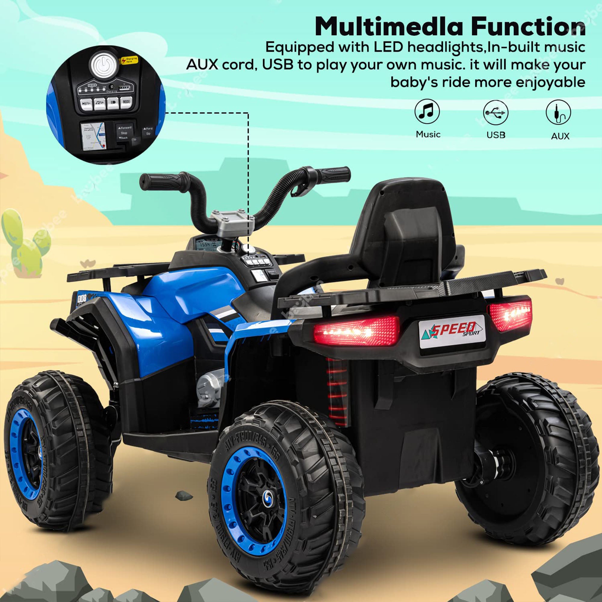 Ultimate Off-Road Thrills with the NEL-007 Ride On Bike ATV Quad with 4 Wheels - DerakBikes