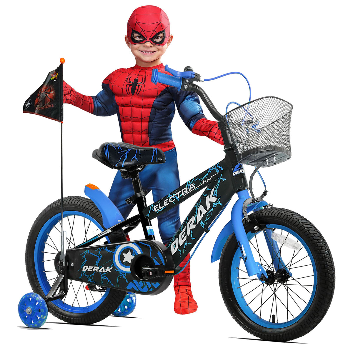 Derak Kids Bicycle 12-16 inch Electra Spider Flag & Basket - 100% Read